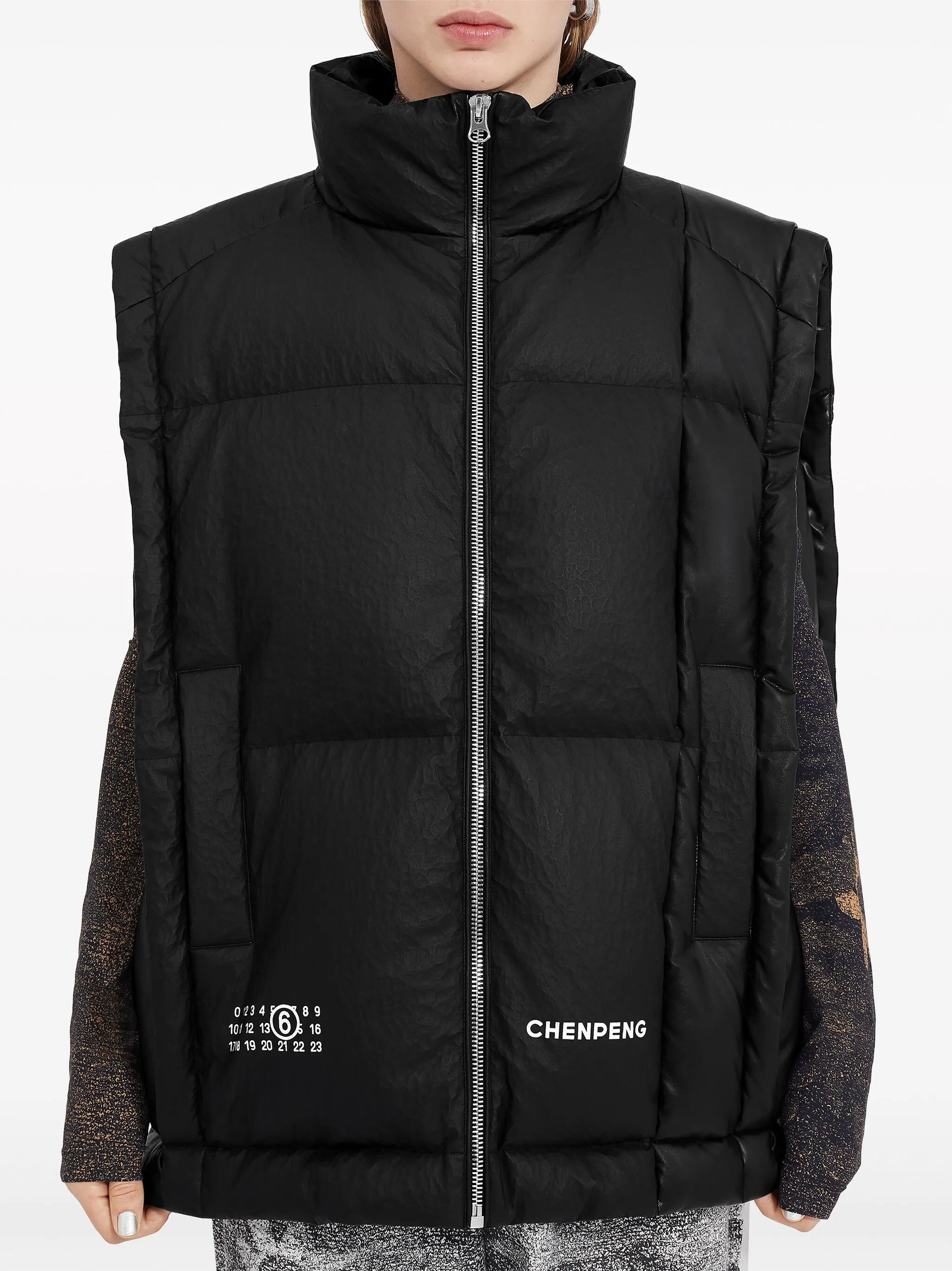 x Chen Peng numbers-logo padded gilet