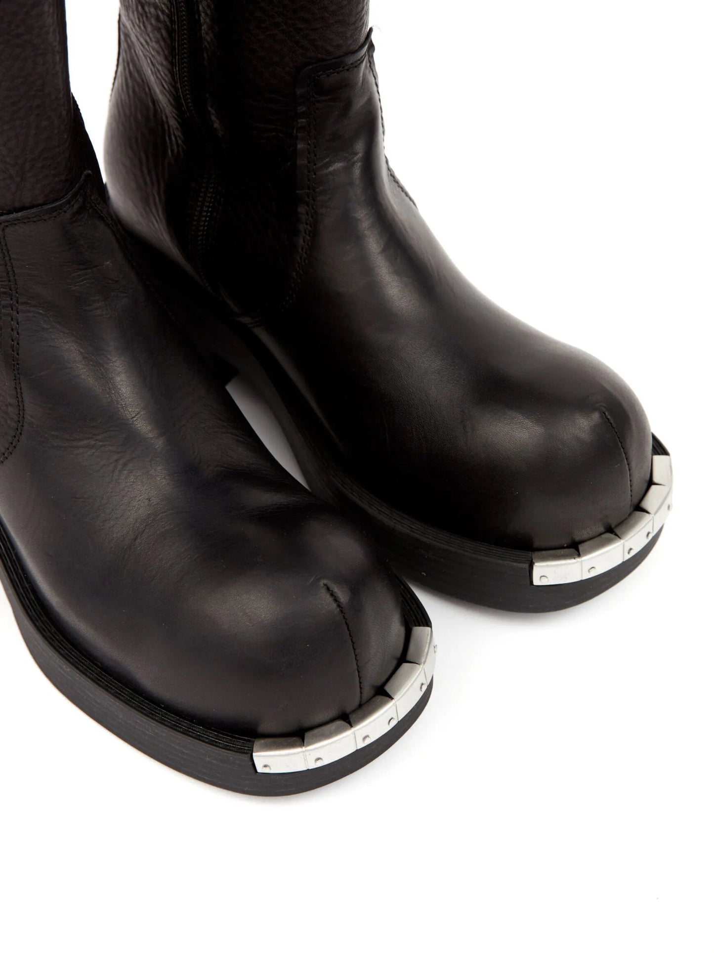 panelled buckled leather boots