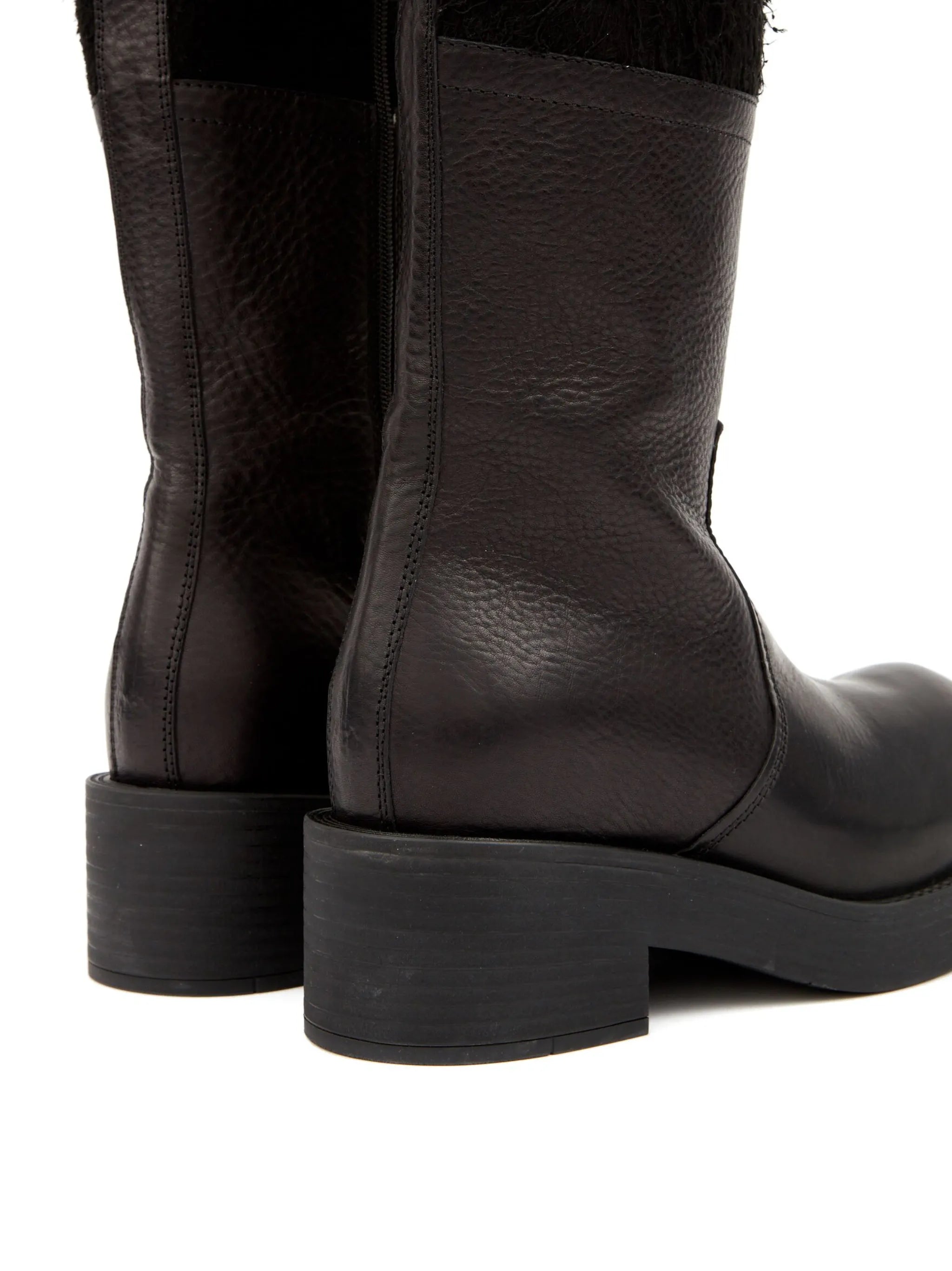 panelled buckled leather boots