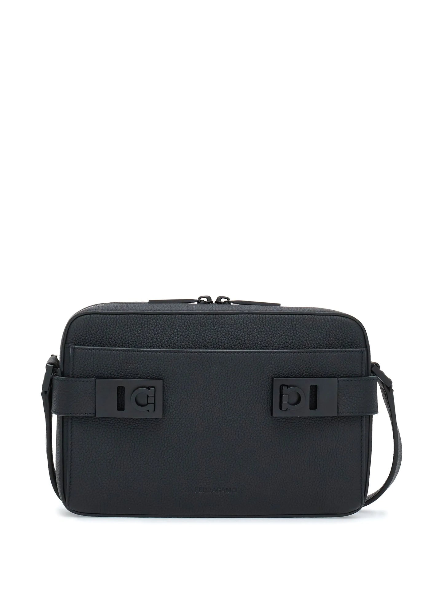 Gancini-buckle leather shoulder bag