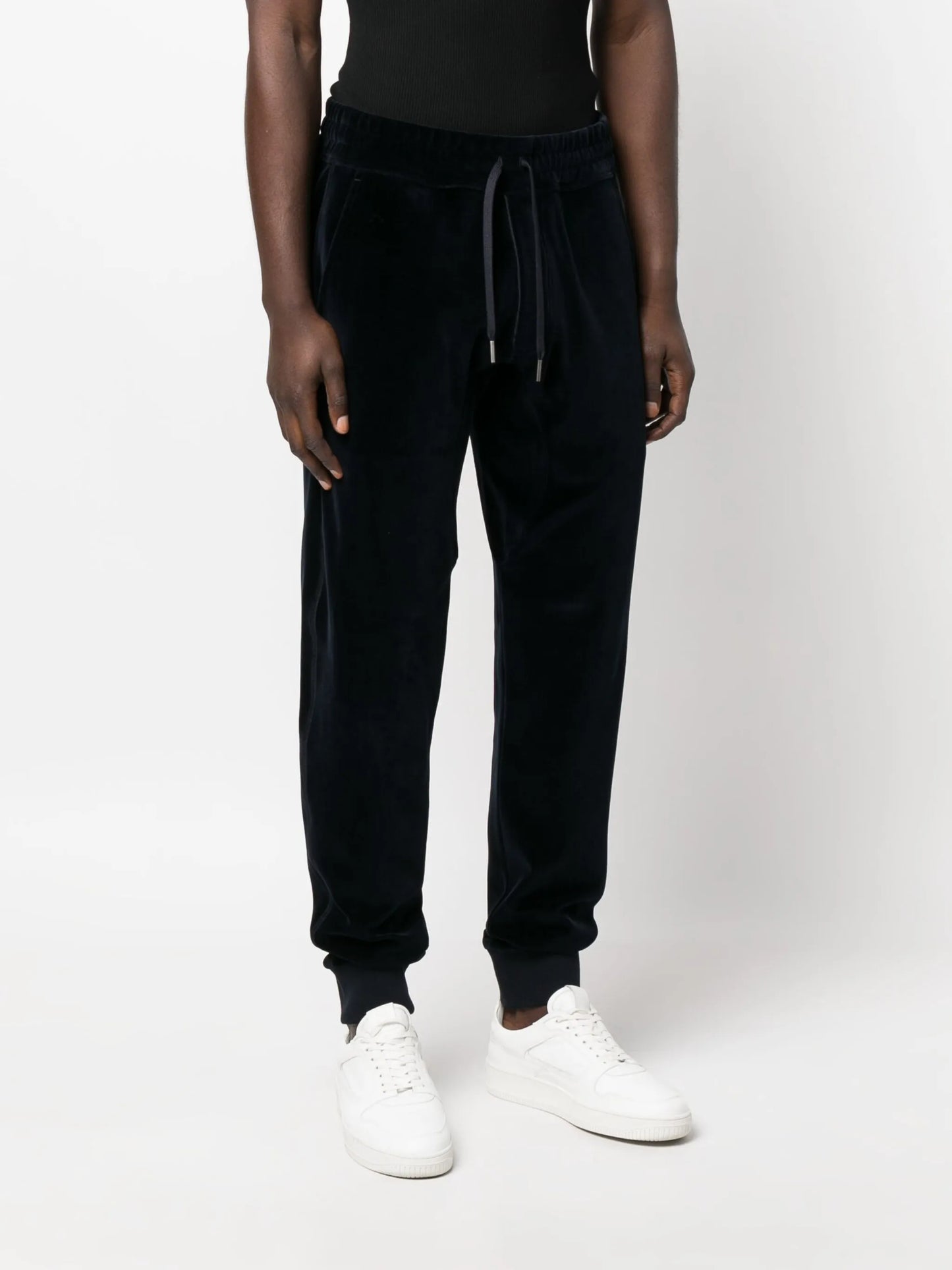 drawstring velvet track pants