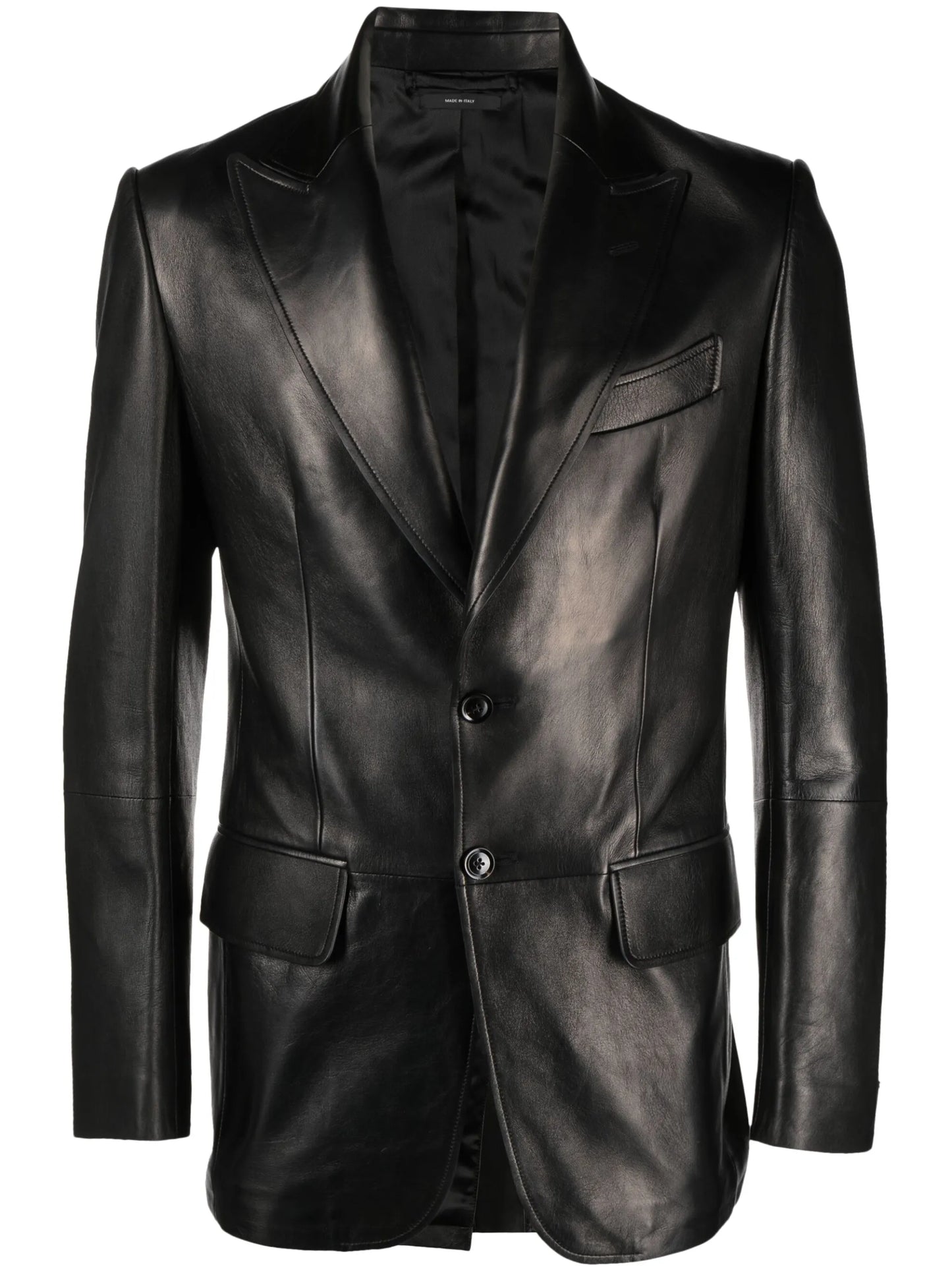 single-breasted leather blazer