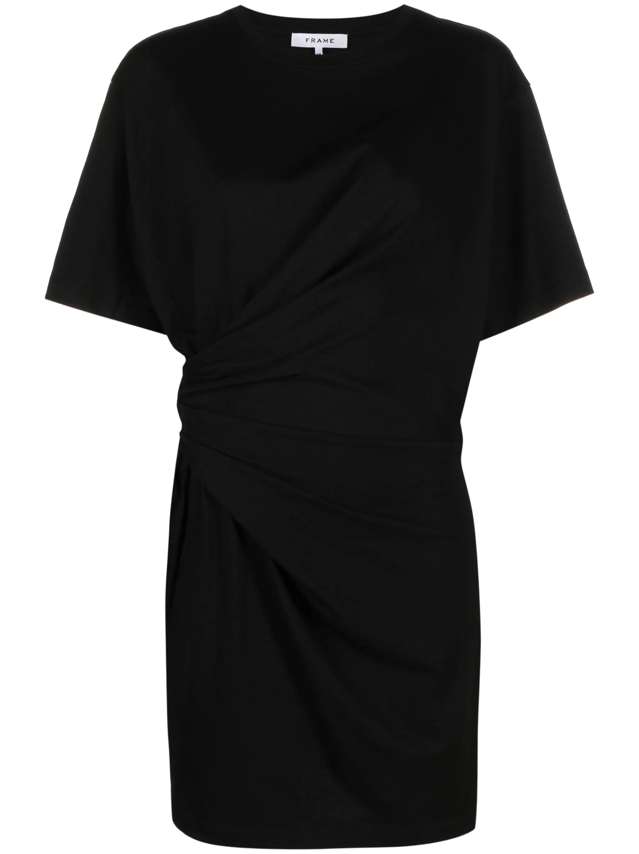 short-sleeve ruched-detail minidress