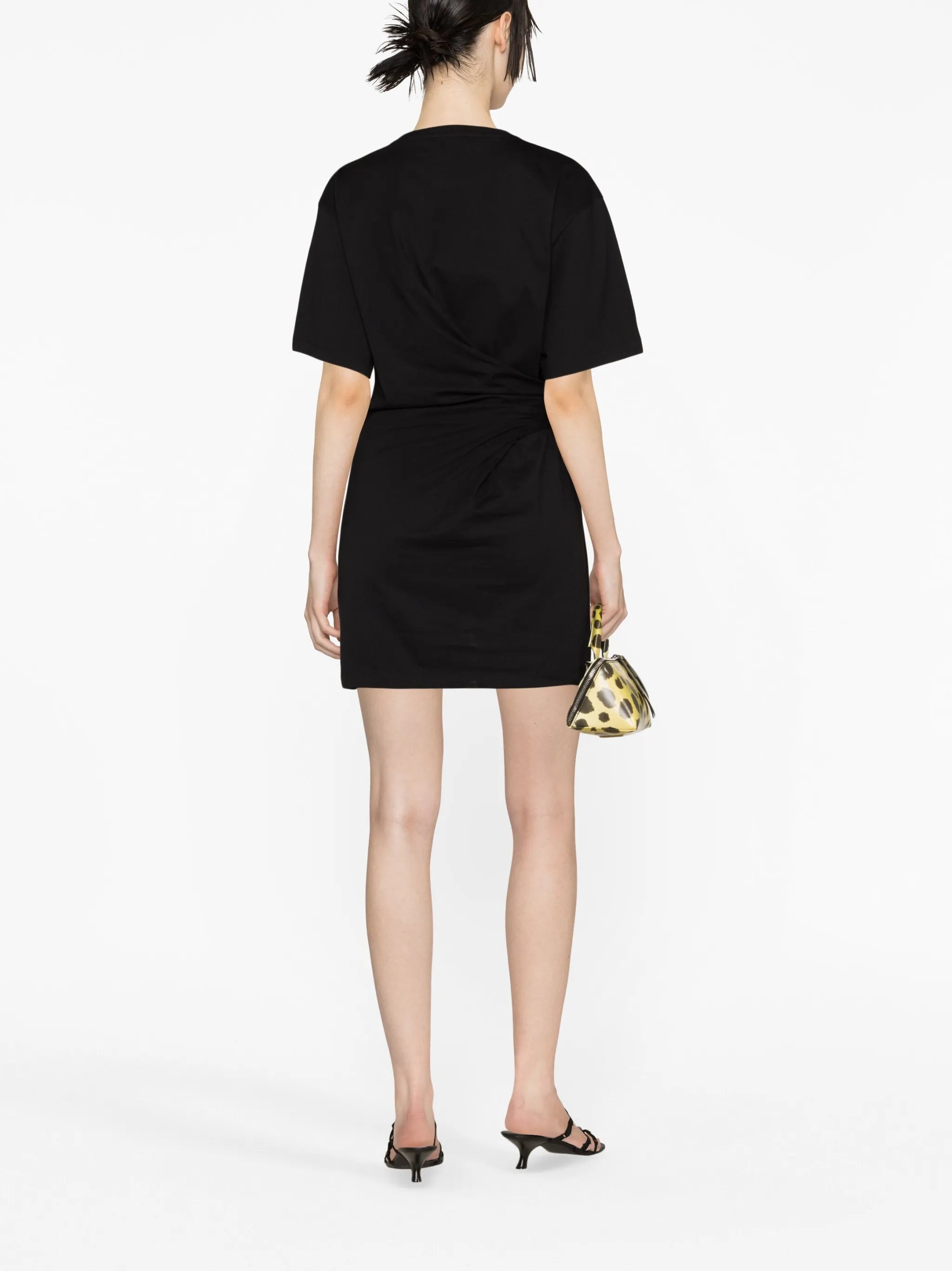 short-sleeve ruched-detail minidress
