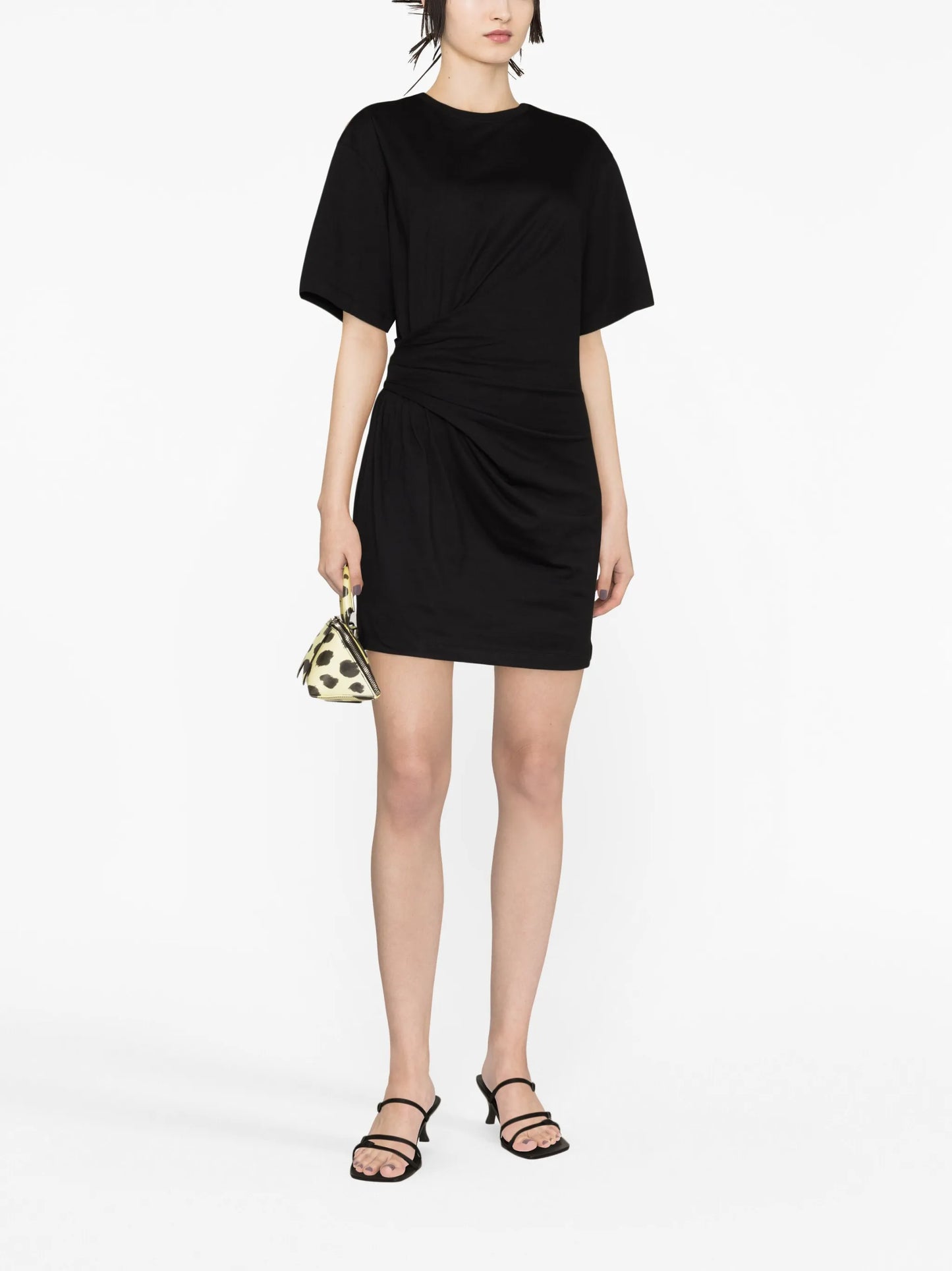 short-sleeve ruched-detail minidress
