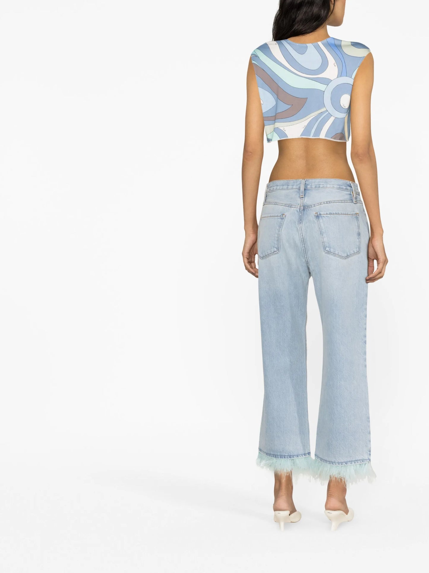 Le Dancing Jane  feather-trim cropped jeans
