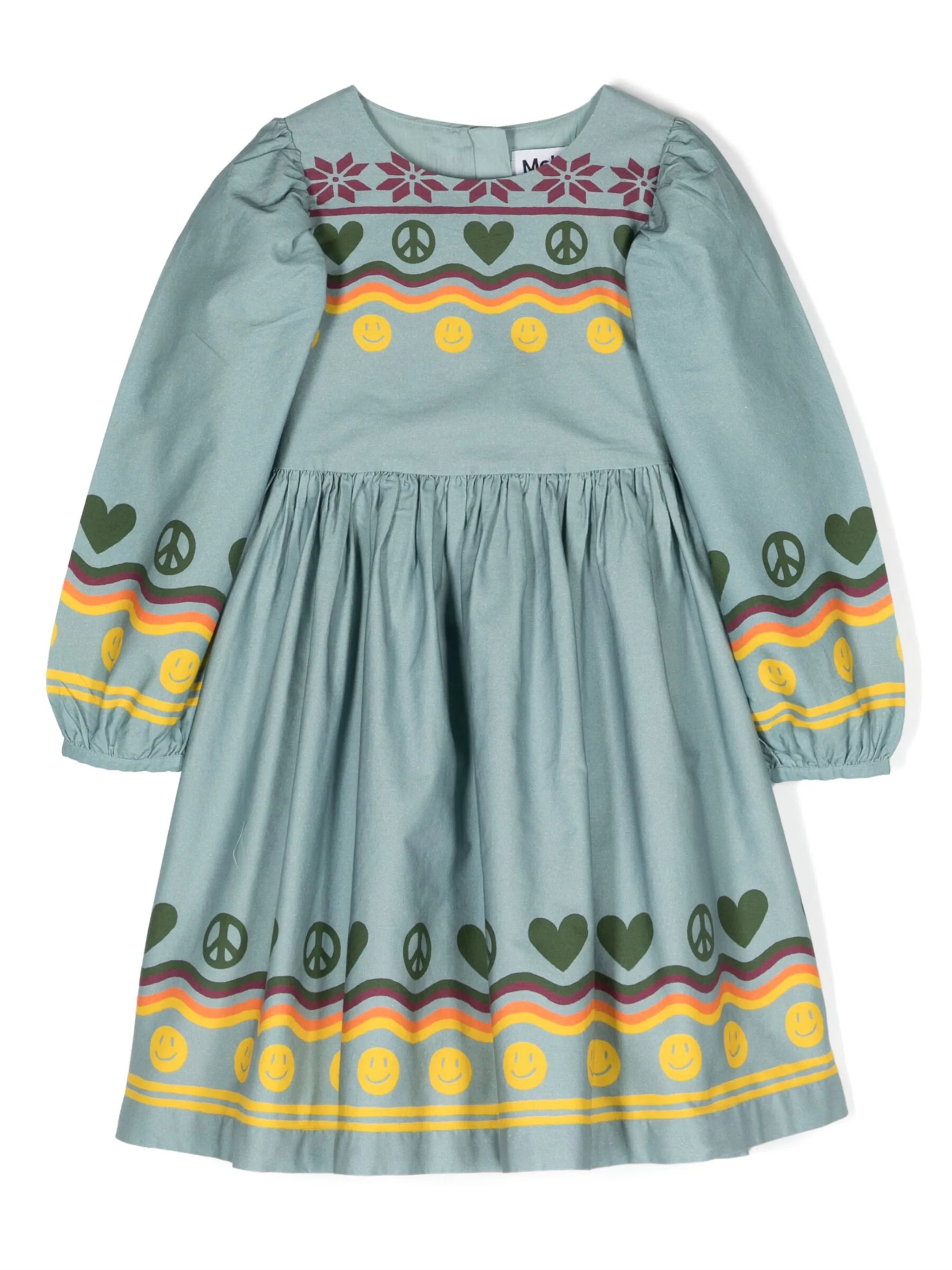 Cilja long puff-sleeves cotton dress
