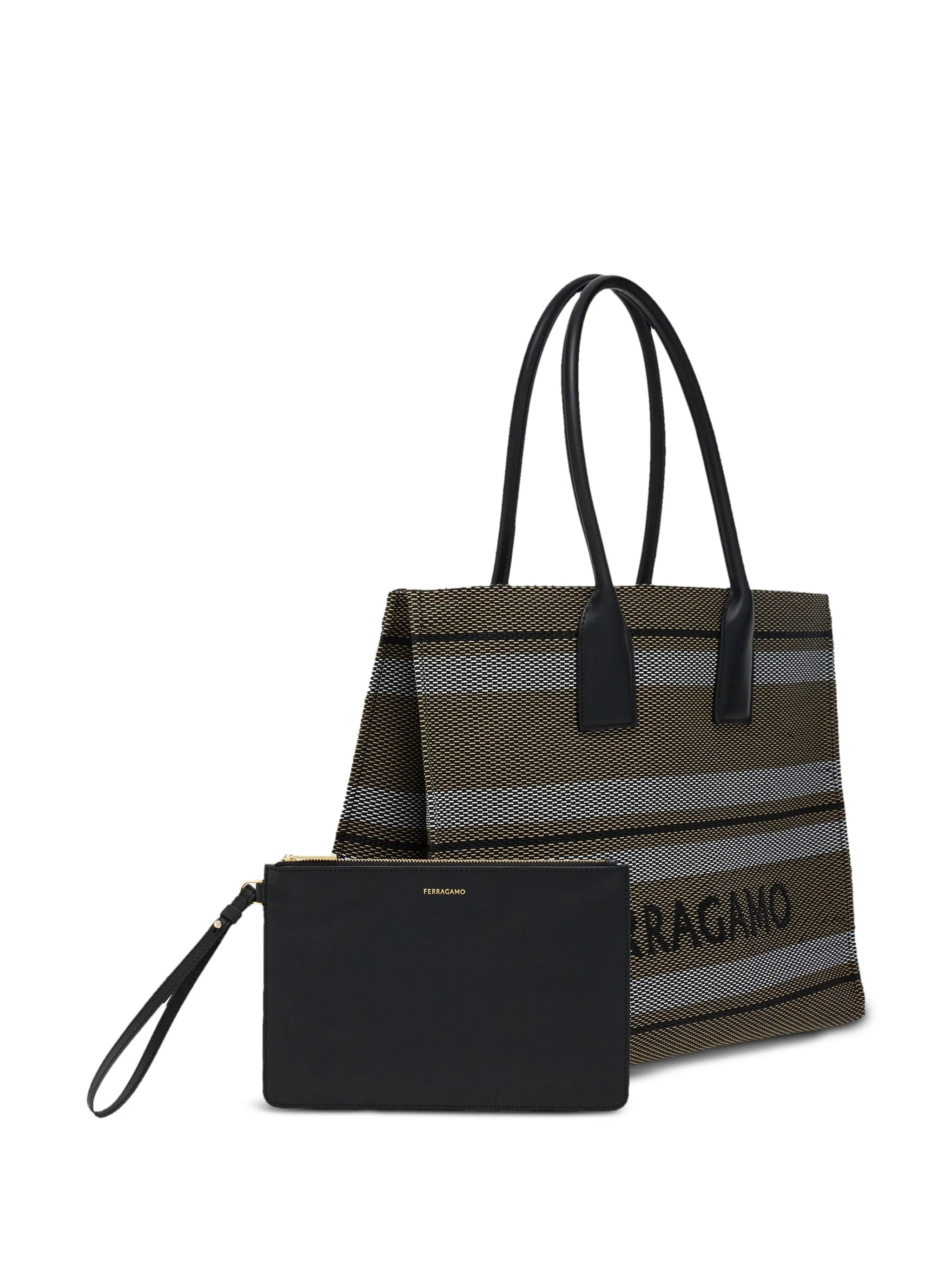 Signature (L) striped tote bag