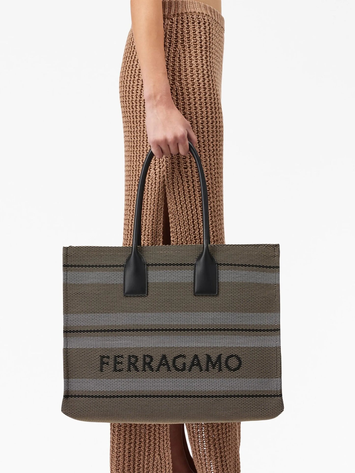 Signature (L) striped tote bag