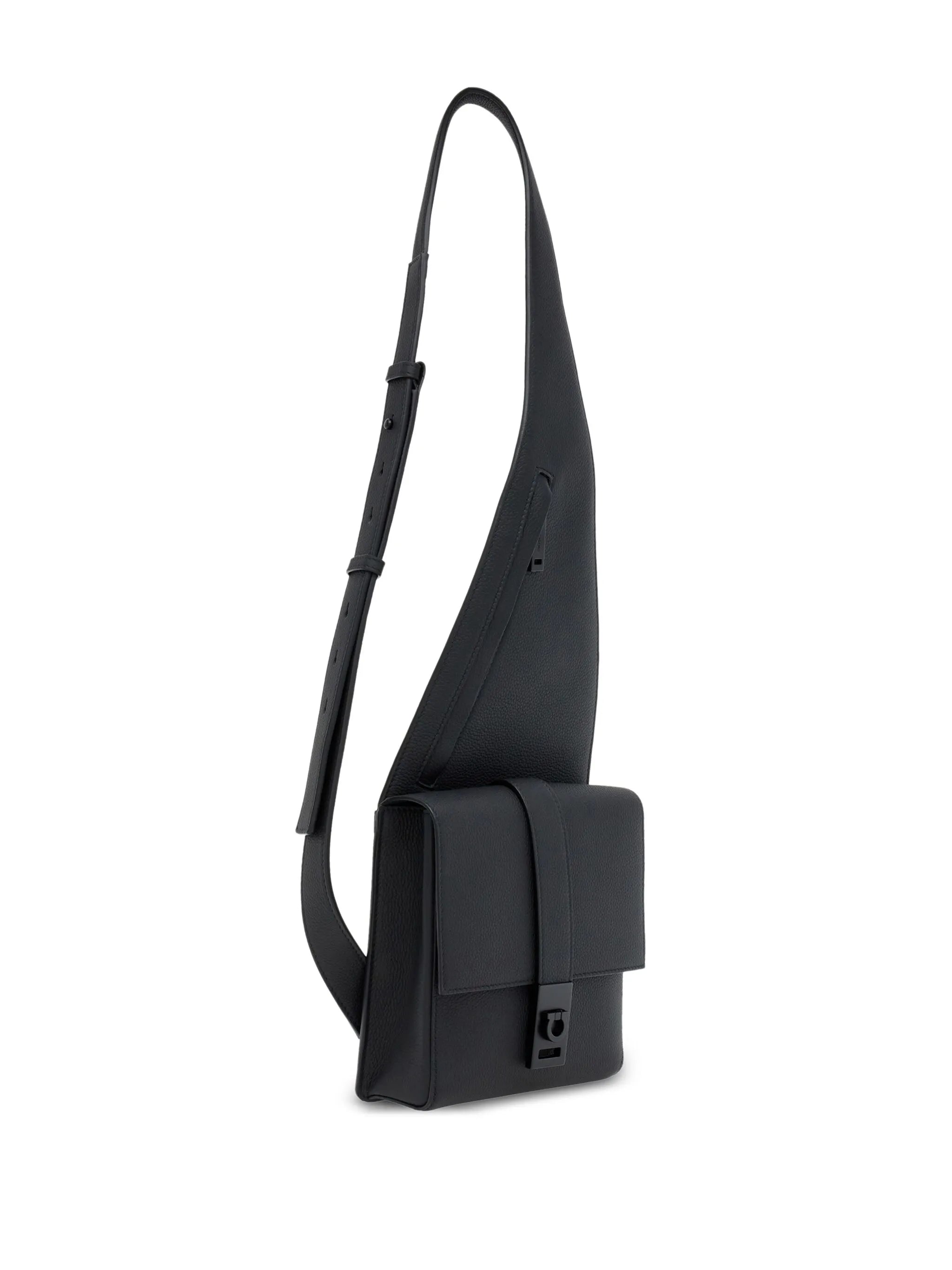 asymmetric faux-leather messenger bag