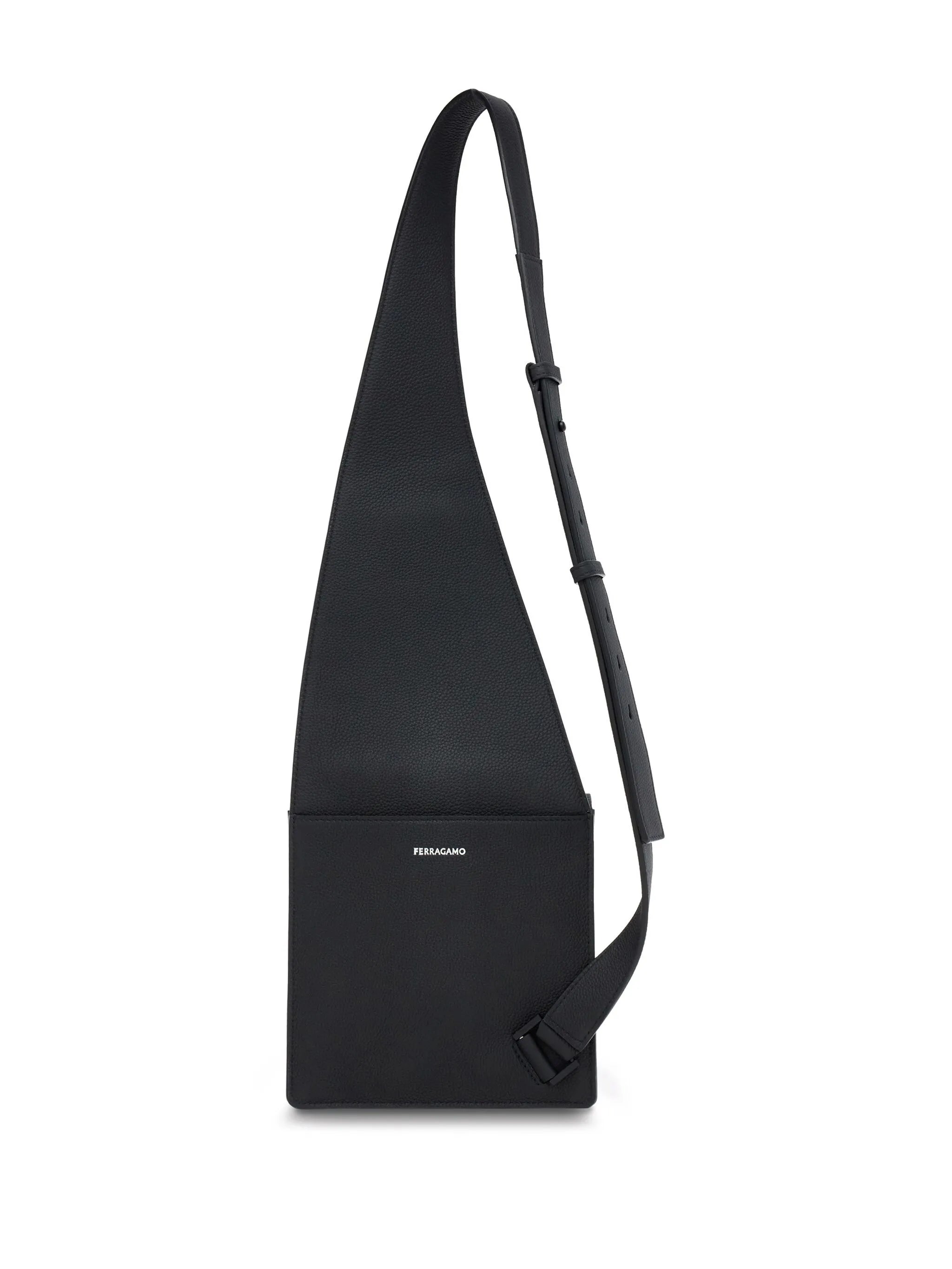 asymmetric faux-leather messenger bag
