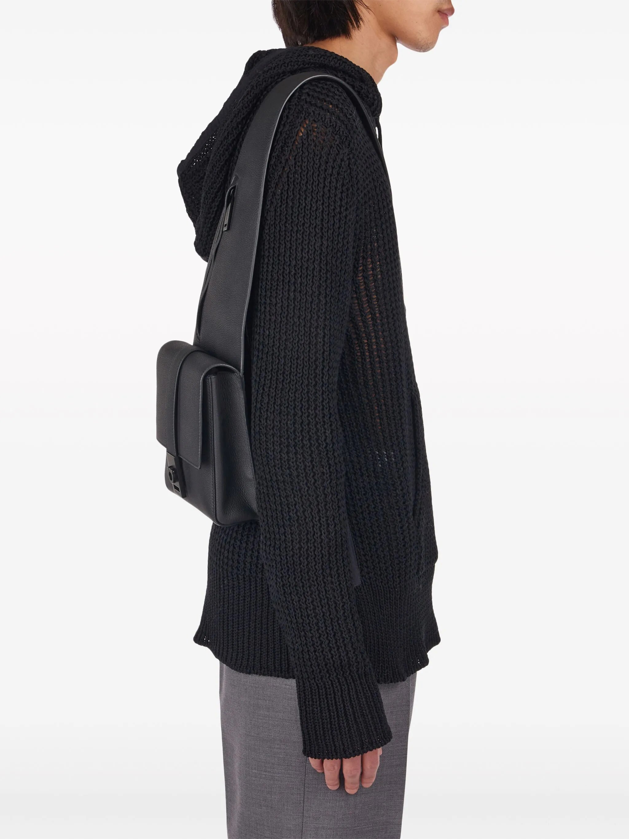 asymmetric faux-leather messenger bag