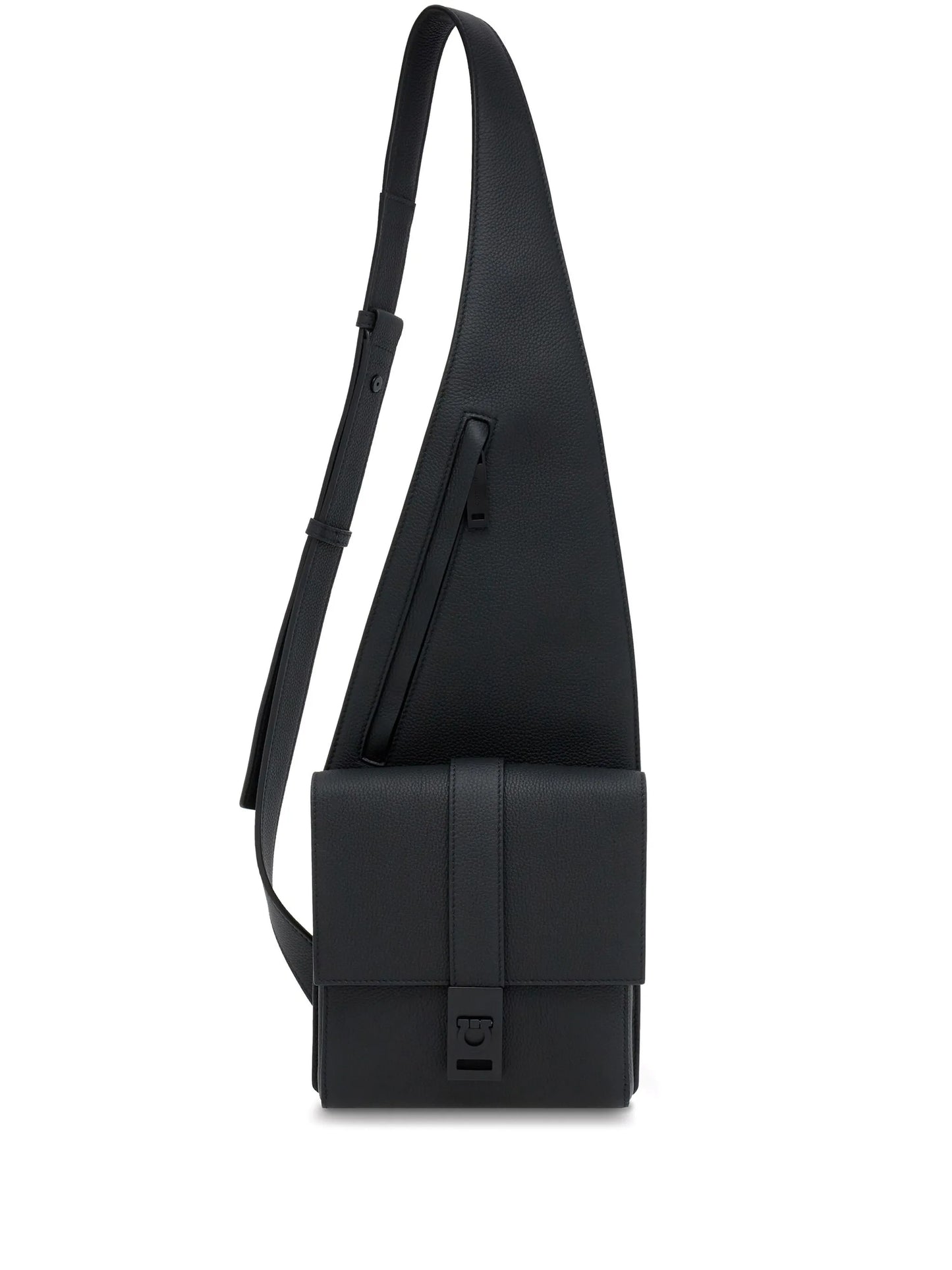 asymmetric faux-leather messenger bag