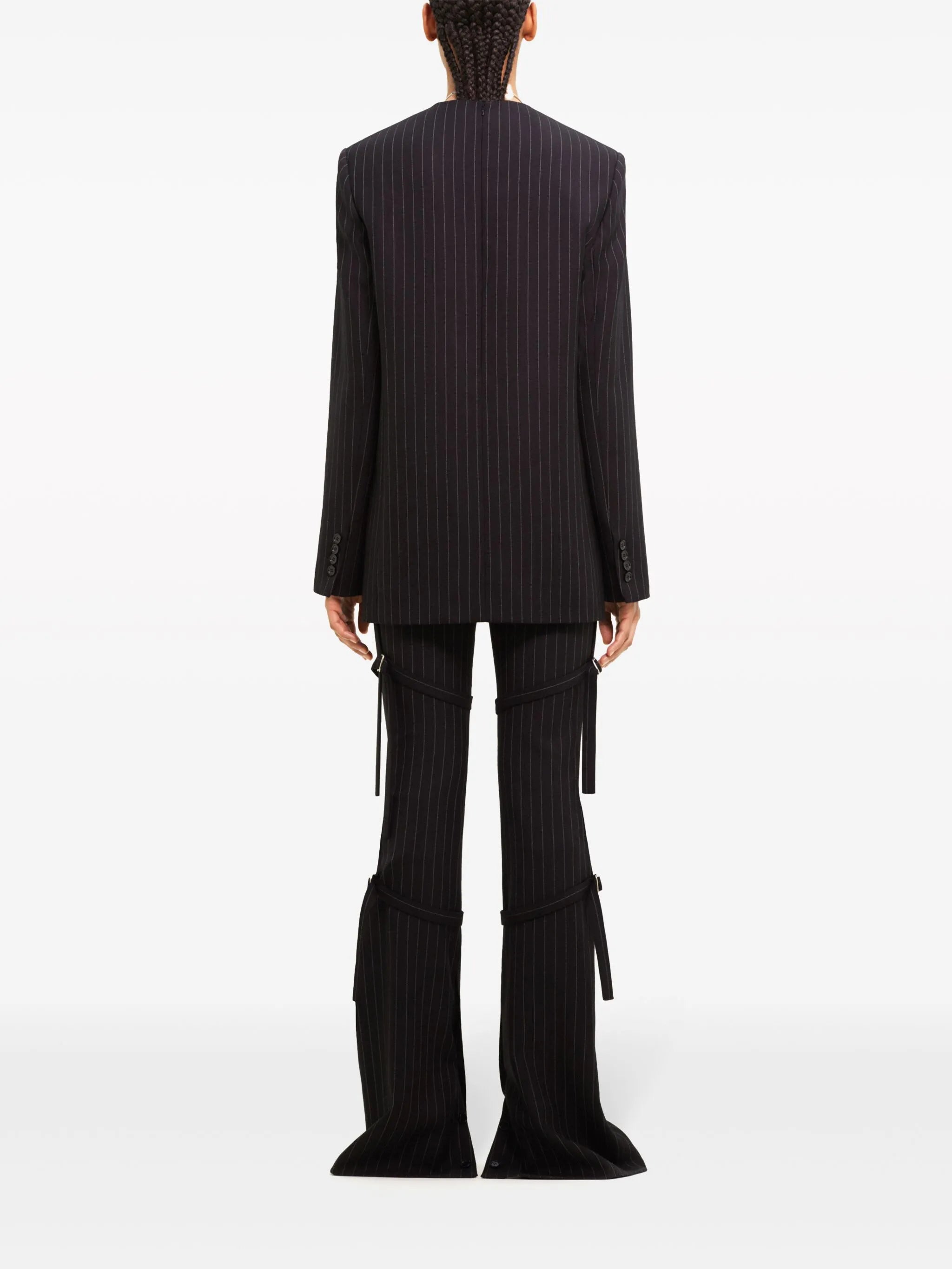 pinstripe cut-out blazer