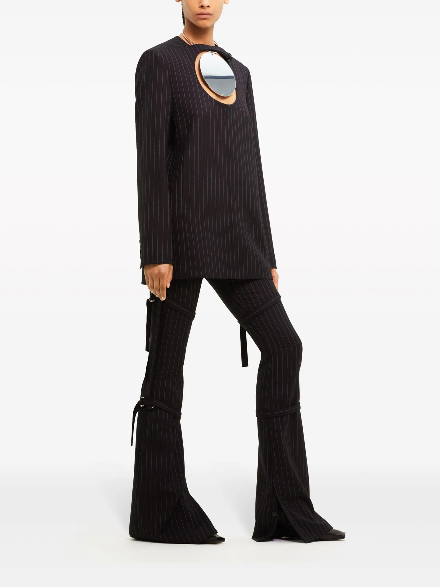pinstripe cut-out blazer