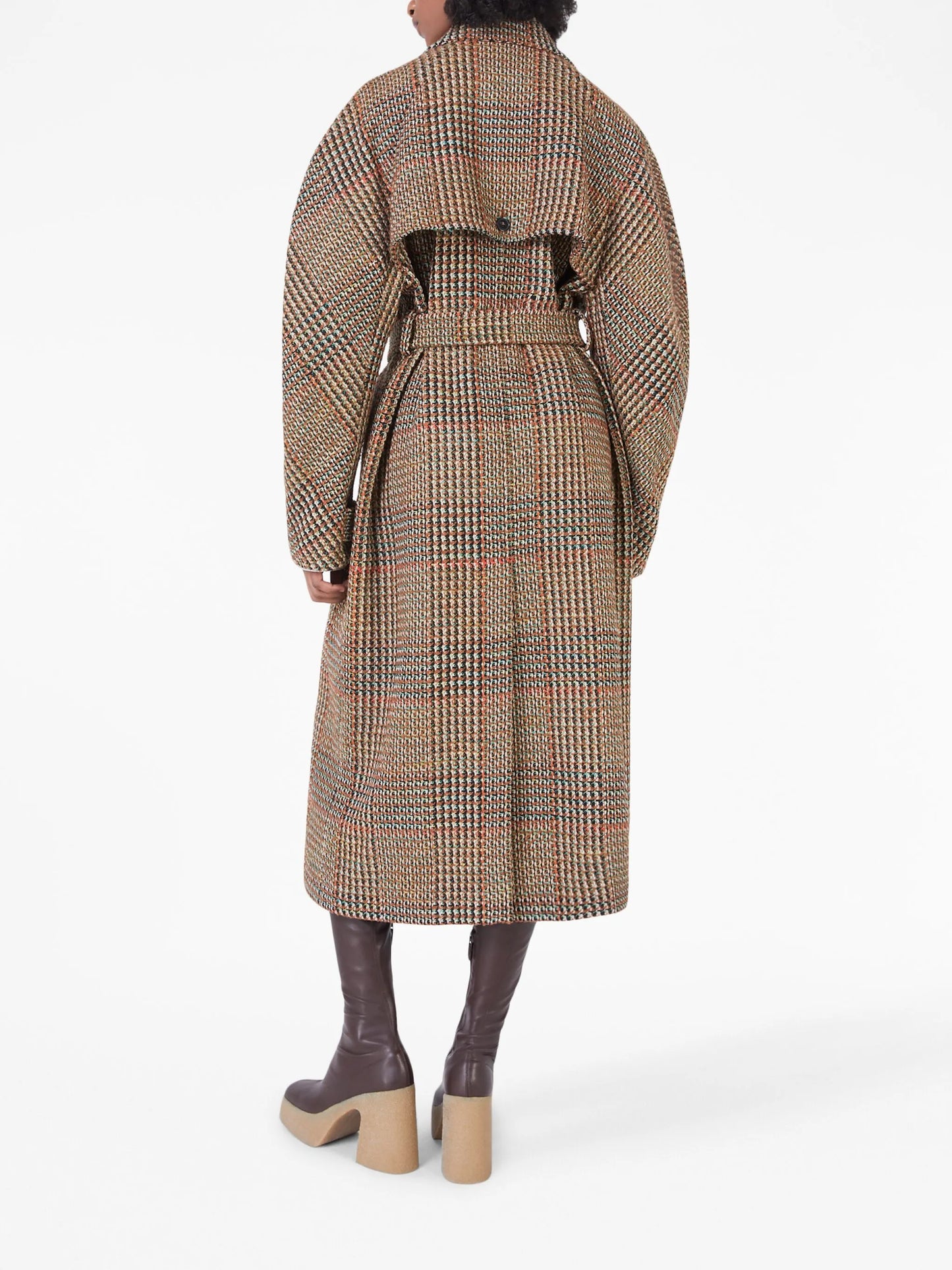 tweed belted double-breasted coat