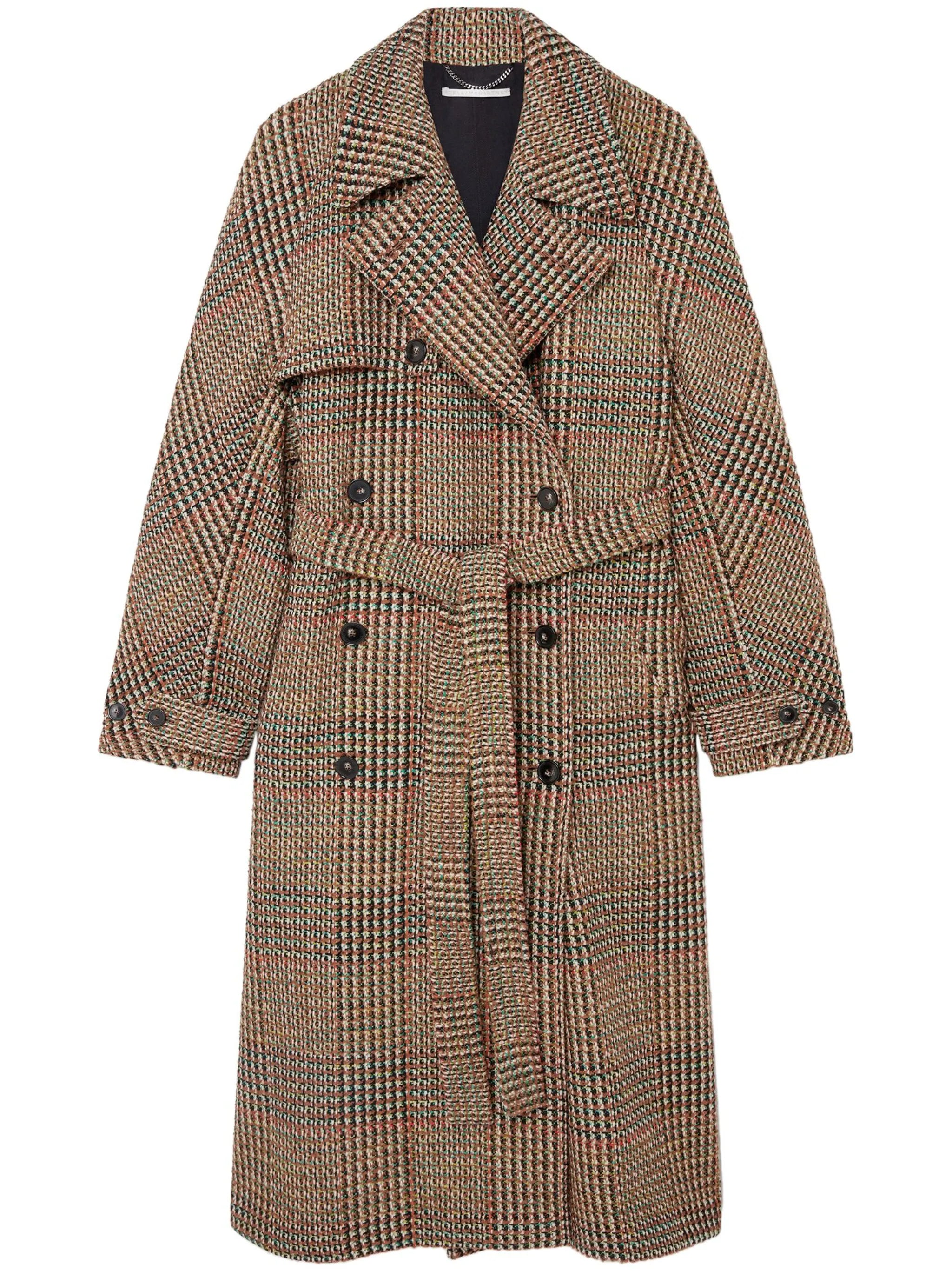 tweed belted double-breasted coat