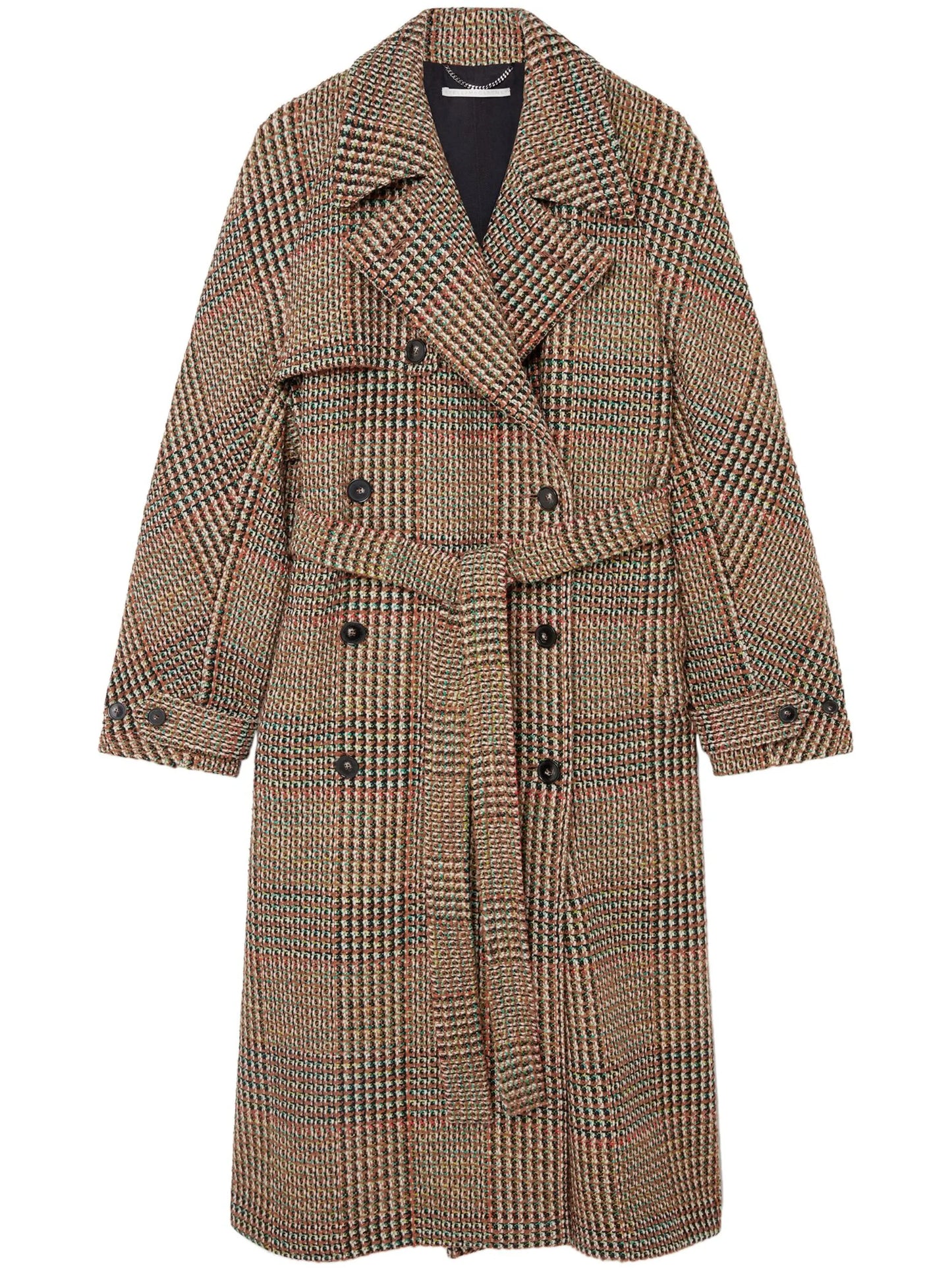 tweed belted double-breasted coat
