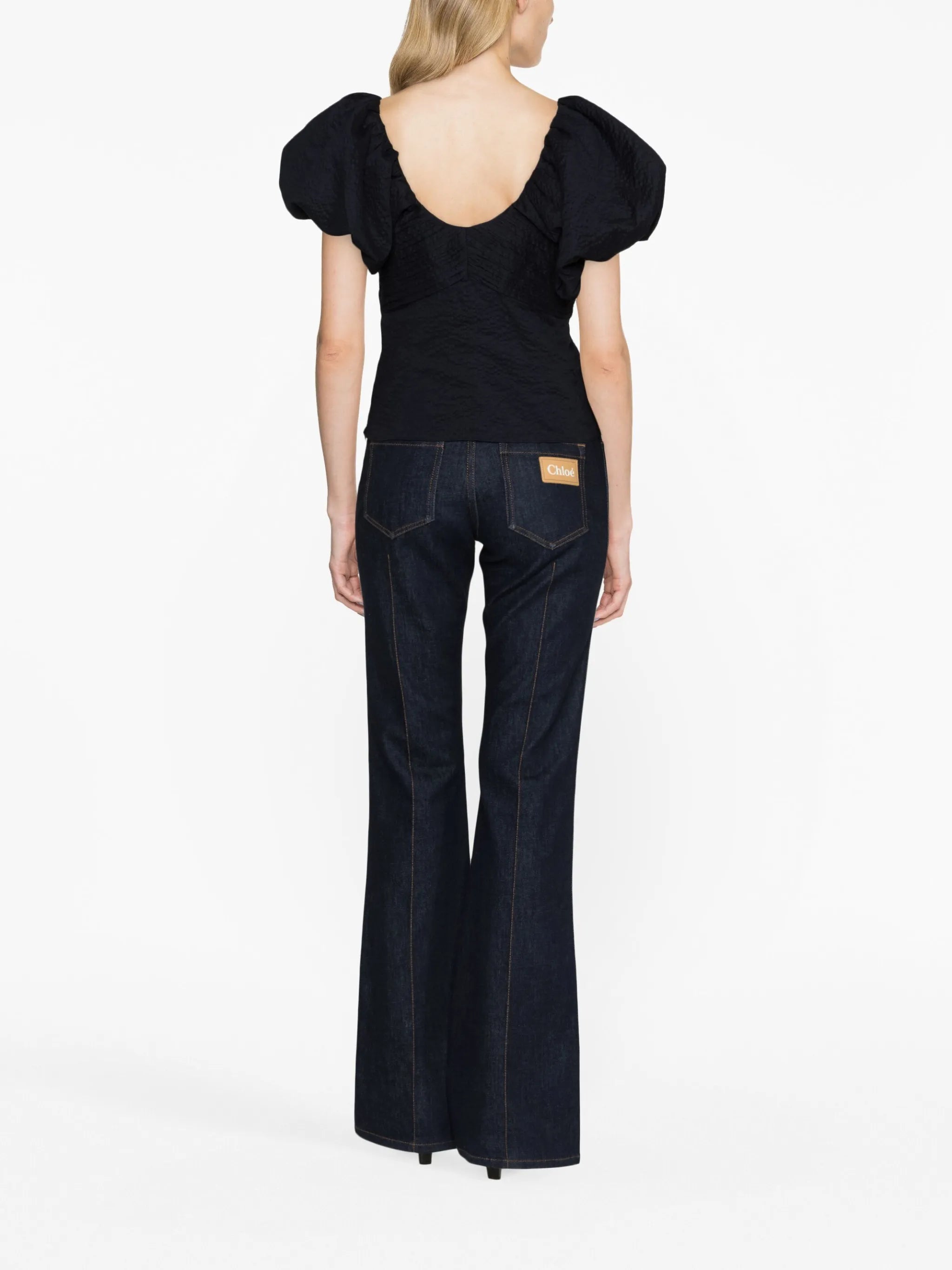 short puff-sleeve cotton top