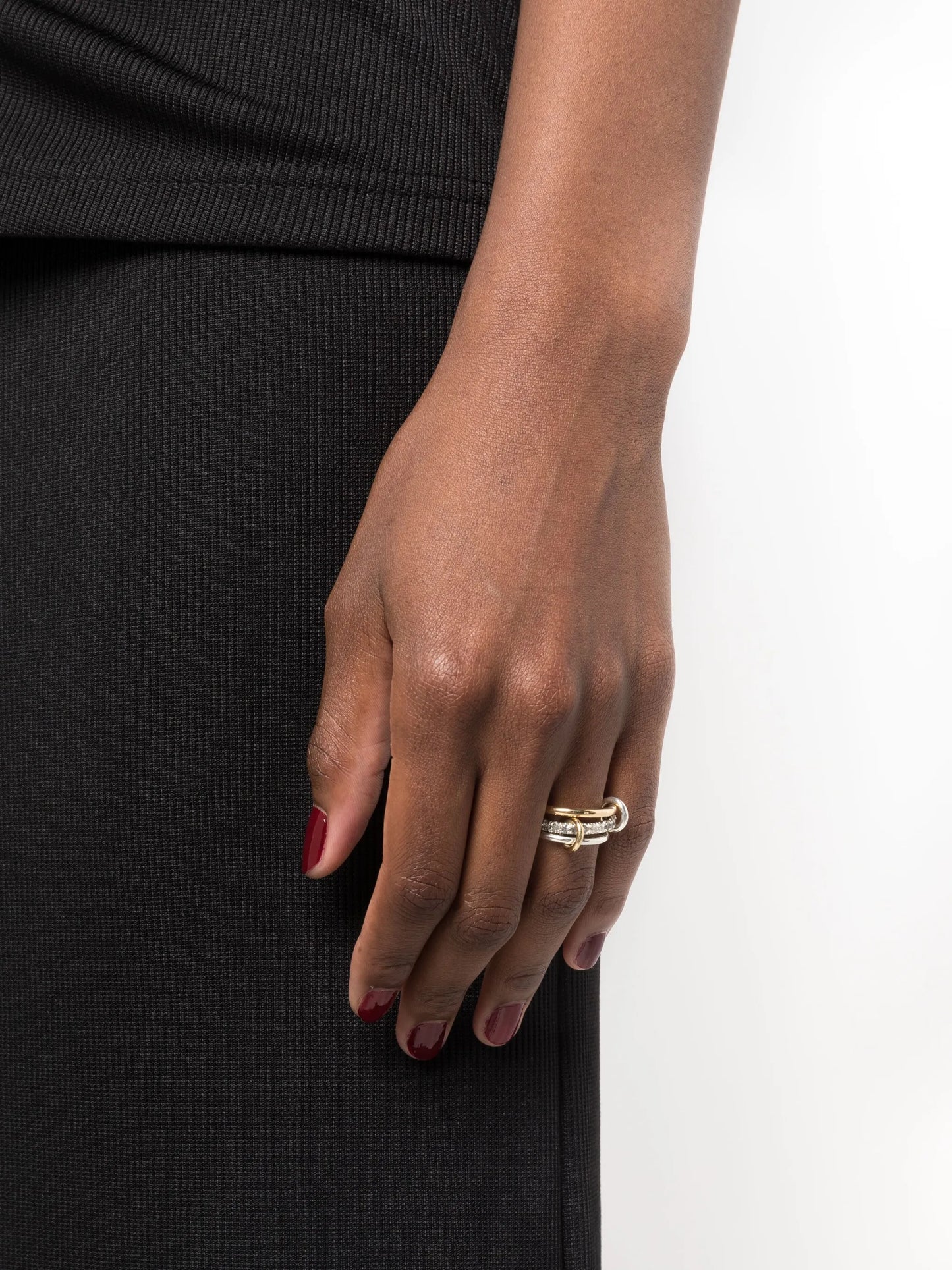 18kt yellow gold diamond Petunia three-band ring