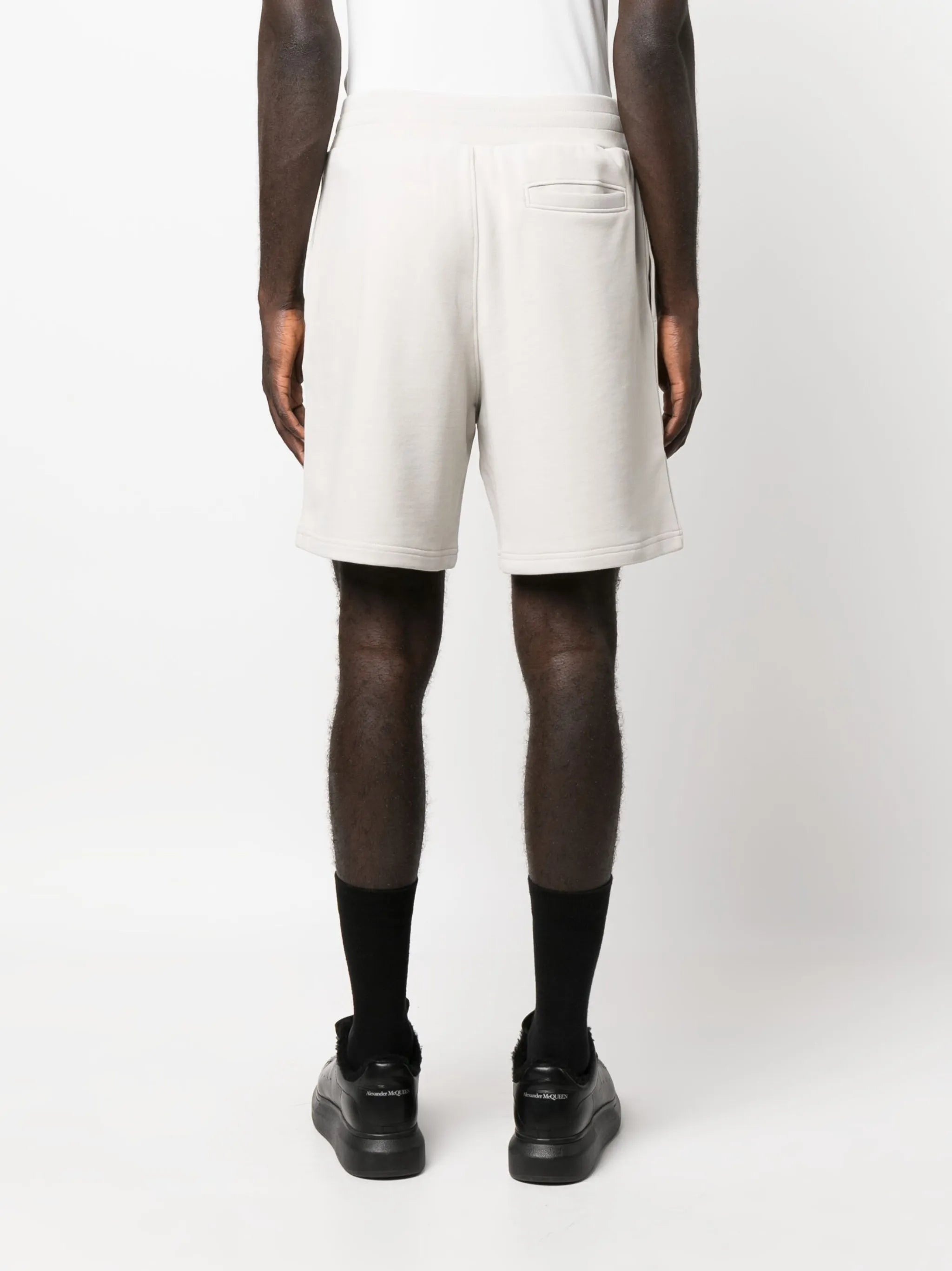 Smiley-print logo track shorts