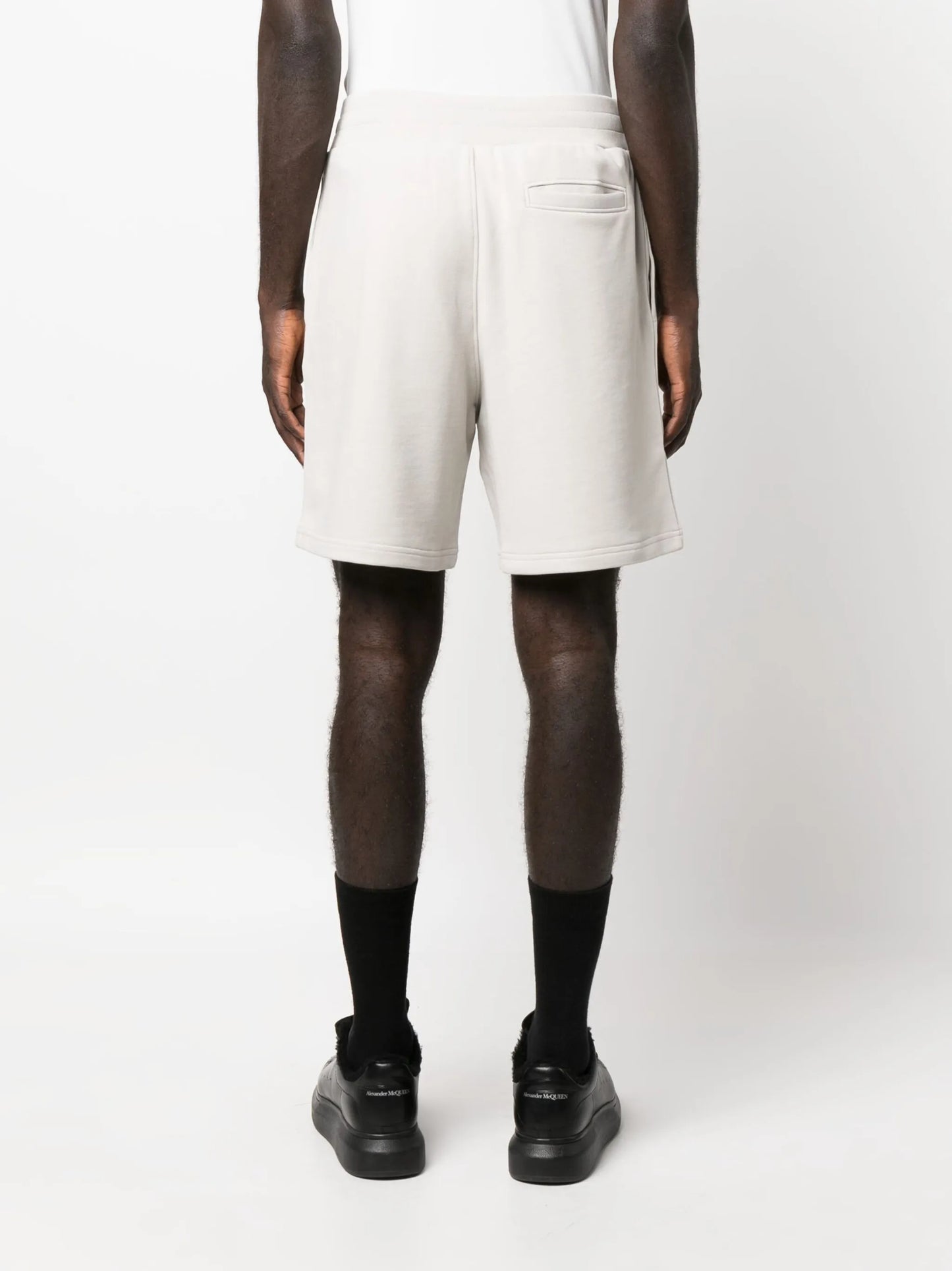 Smiley-print logo track shorts