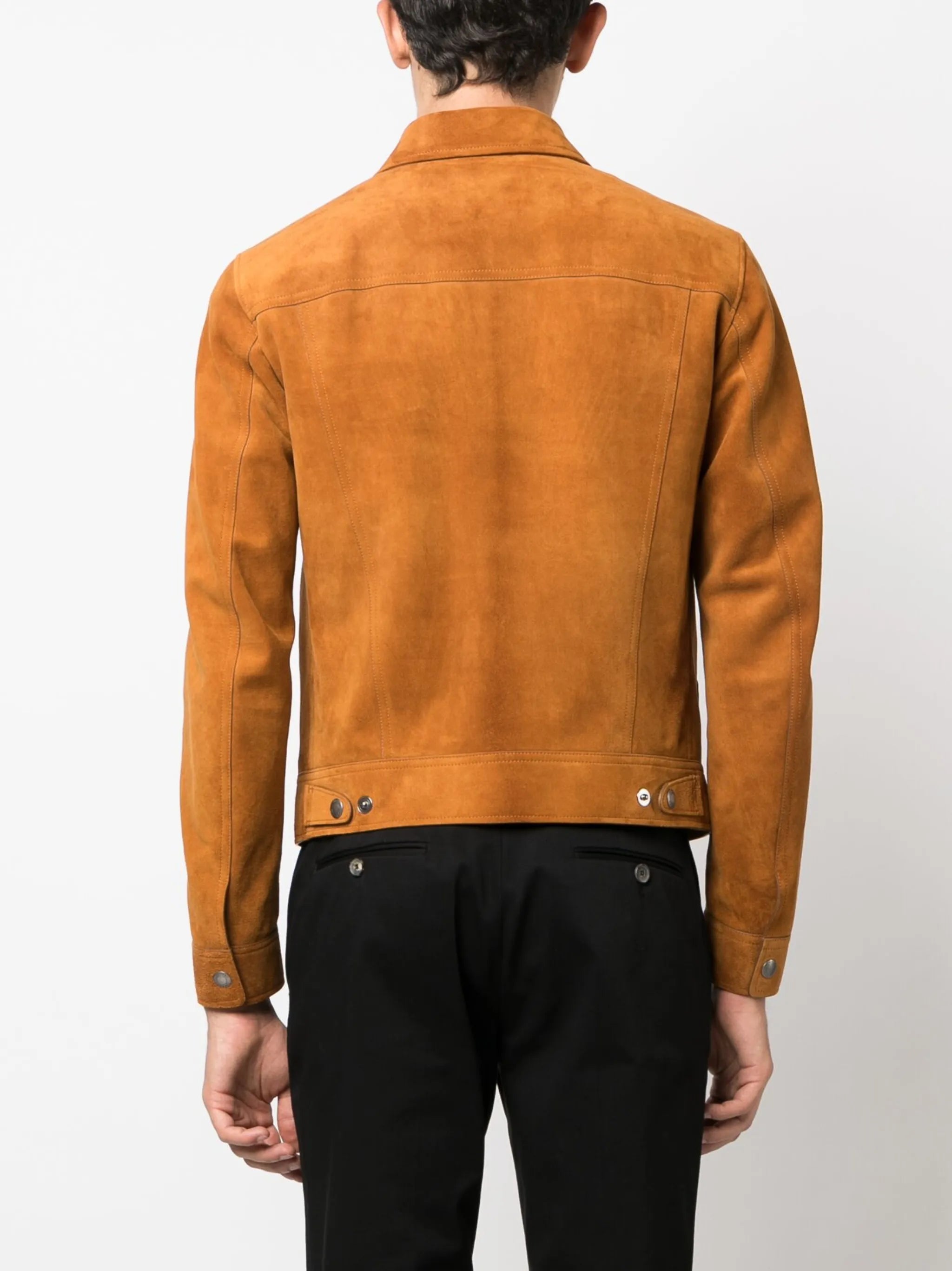 spread-collar leather jacket