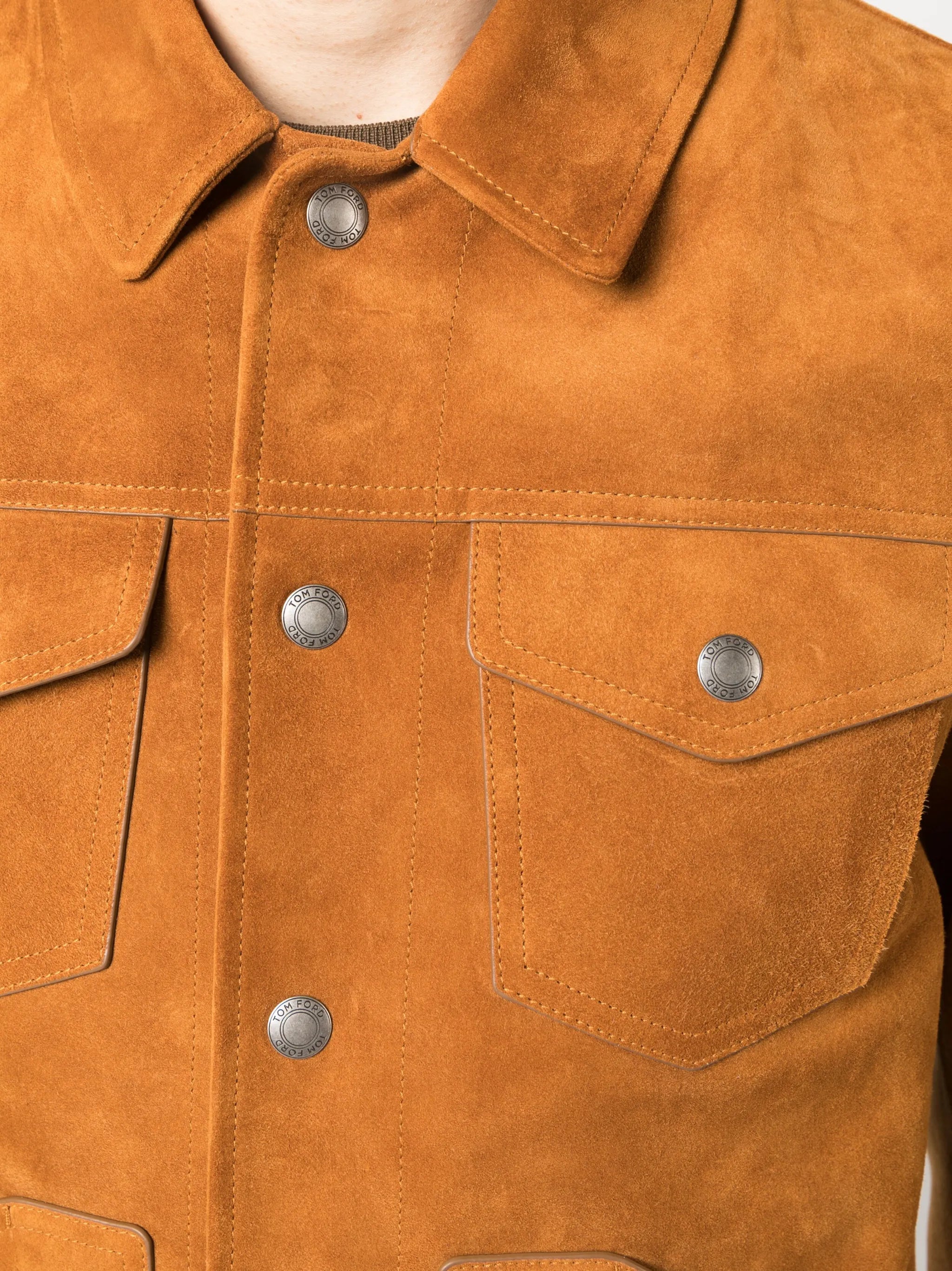 spread-collar leather jacket