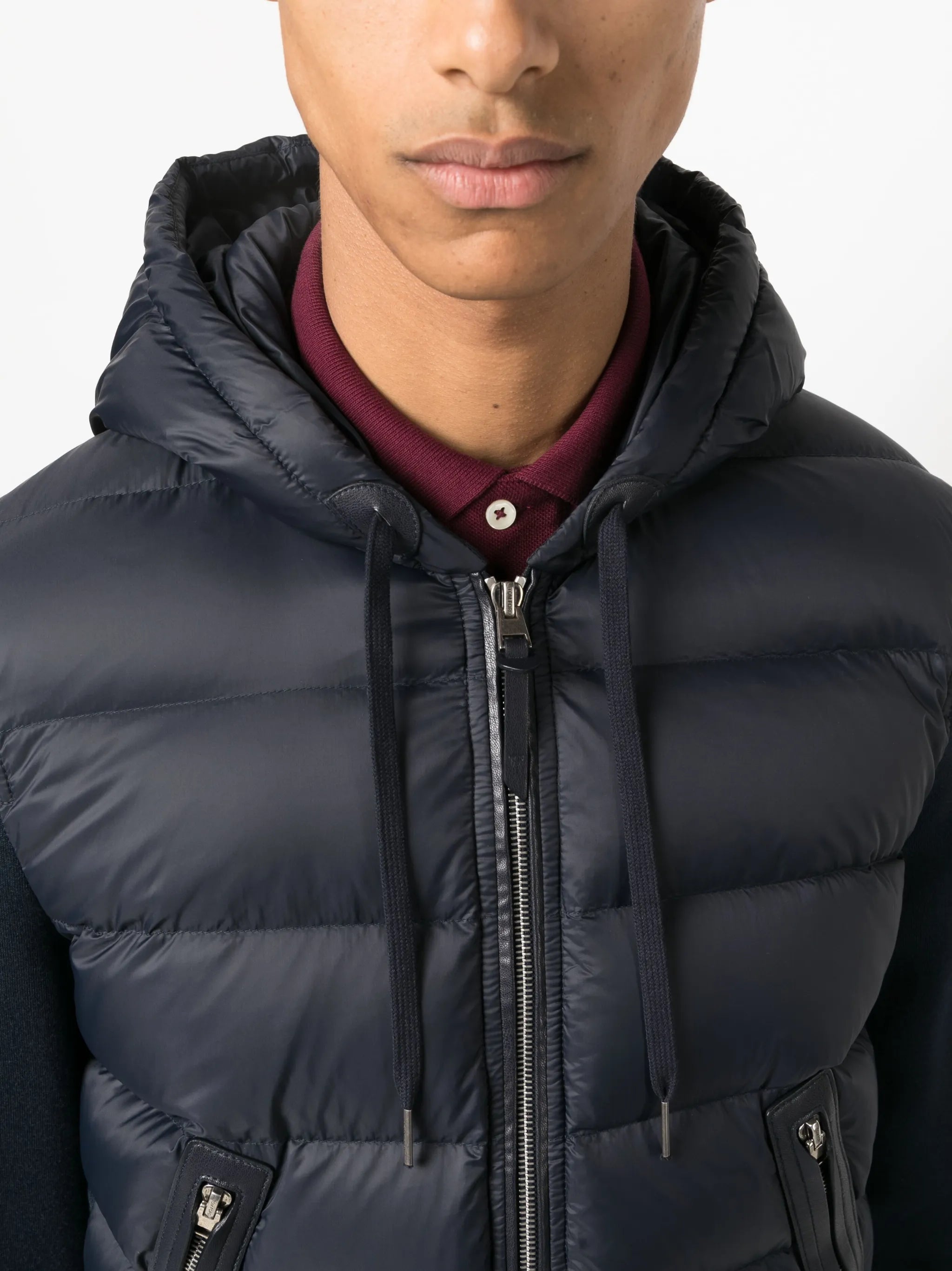 padded drawstring-hooded jacket