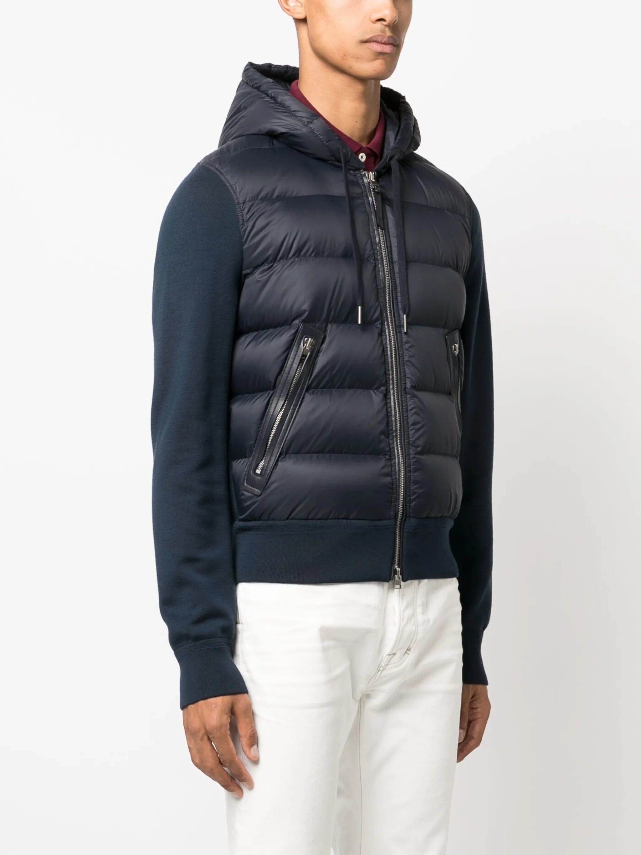 padded drawstring-hooded jacket