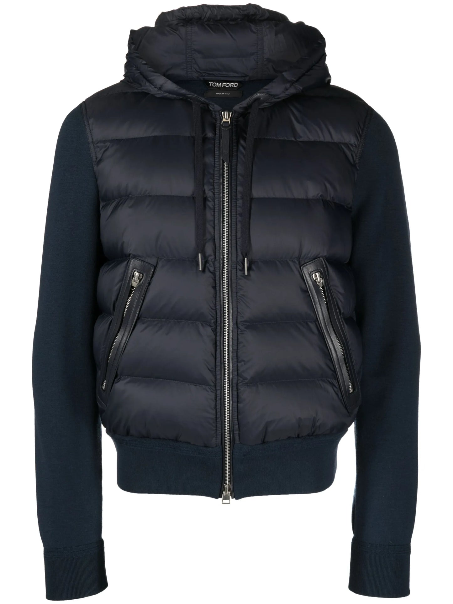 padded drawstring-hooded jacket