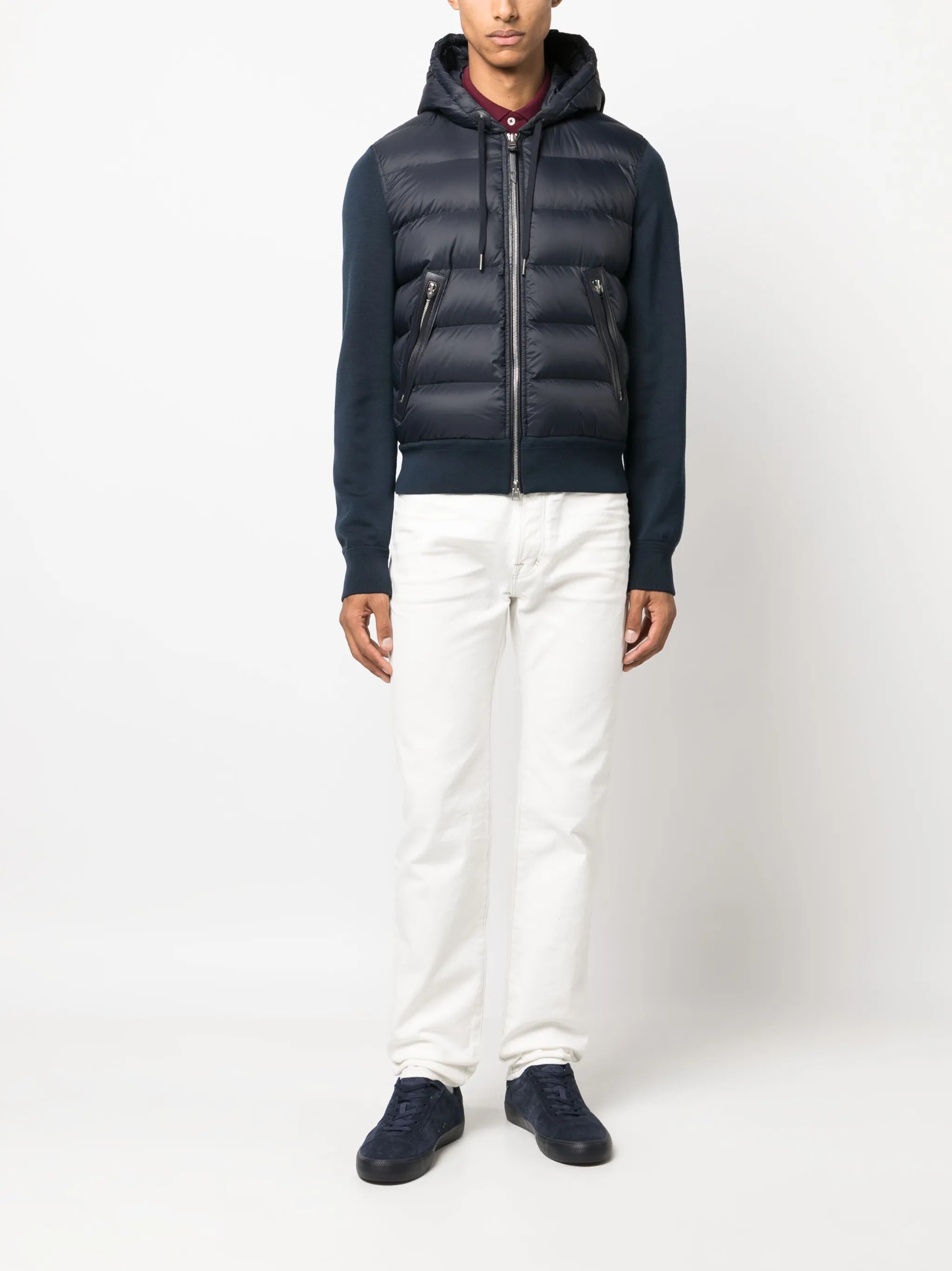 padded drawstring-hooded jacket