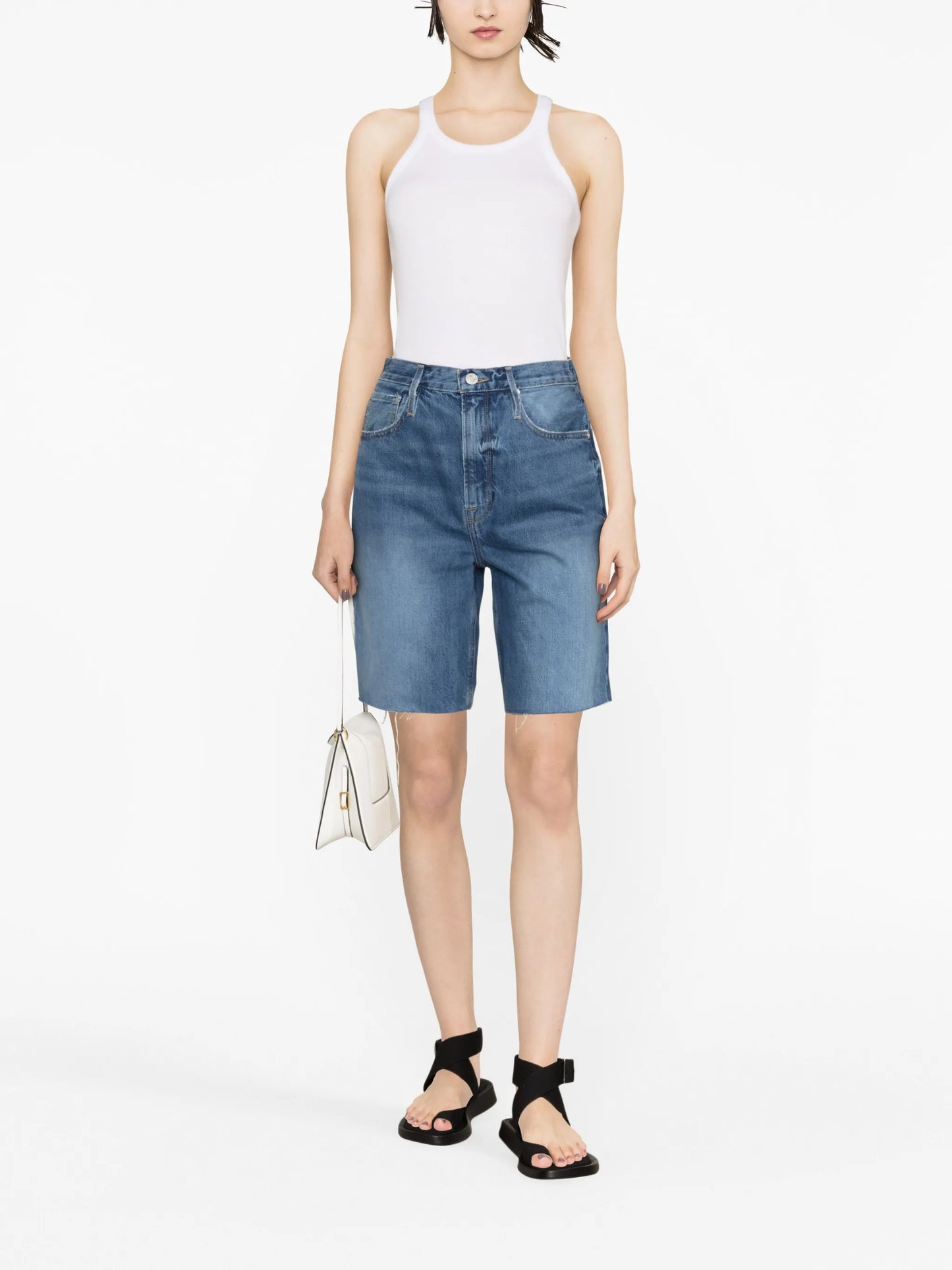 frayed-edge denim shorts