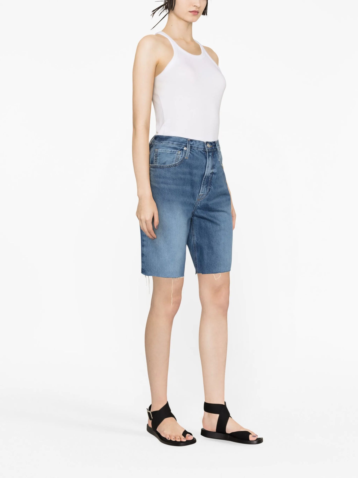 frayed-edge denim shorts