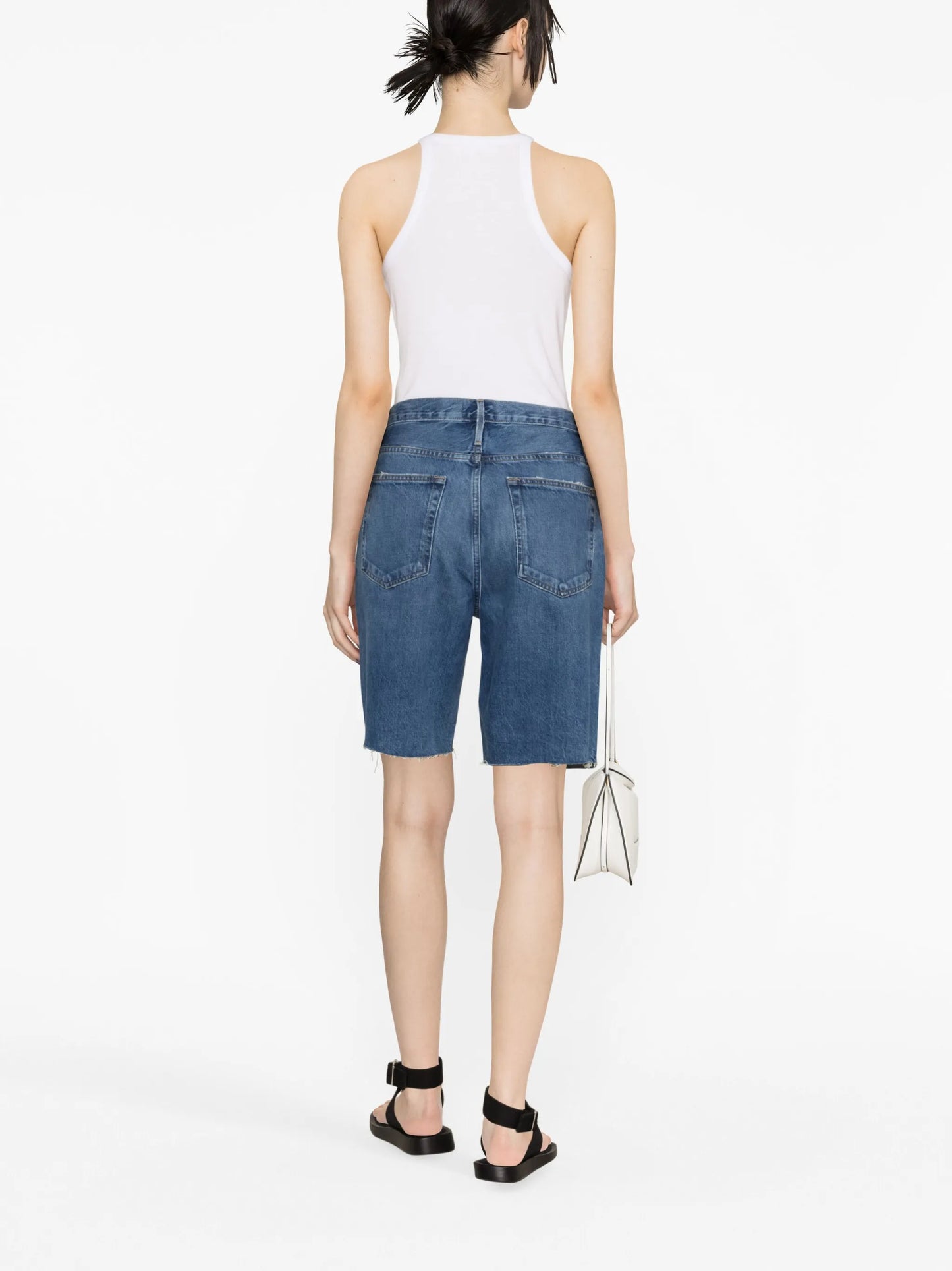 frayed-edge denim shorts