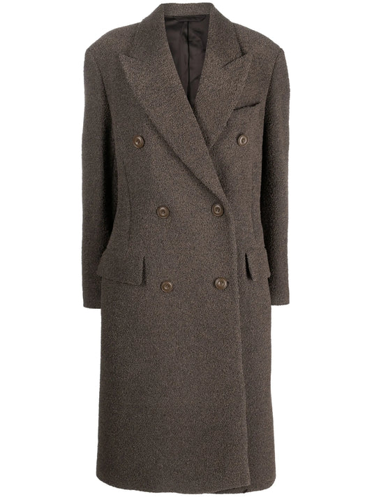 bouclé-texture wool-blend coat