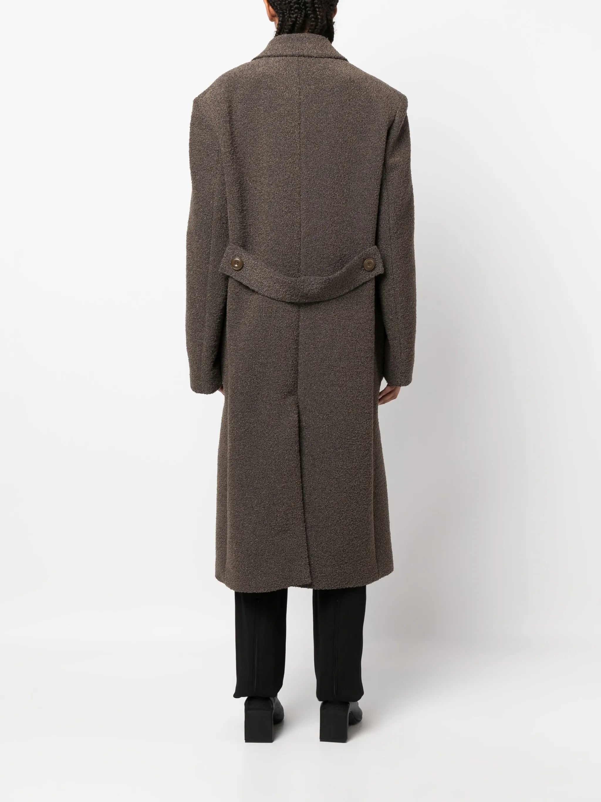 bouclé-texture wool-blend coat