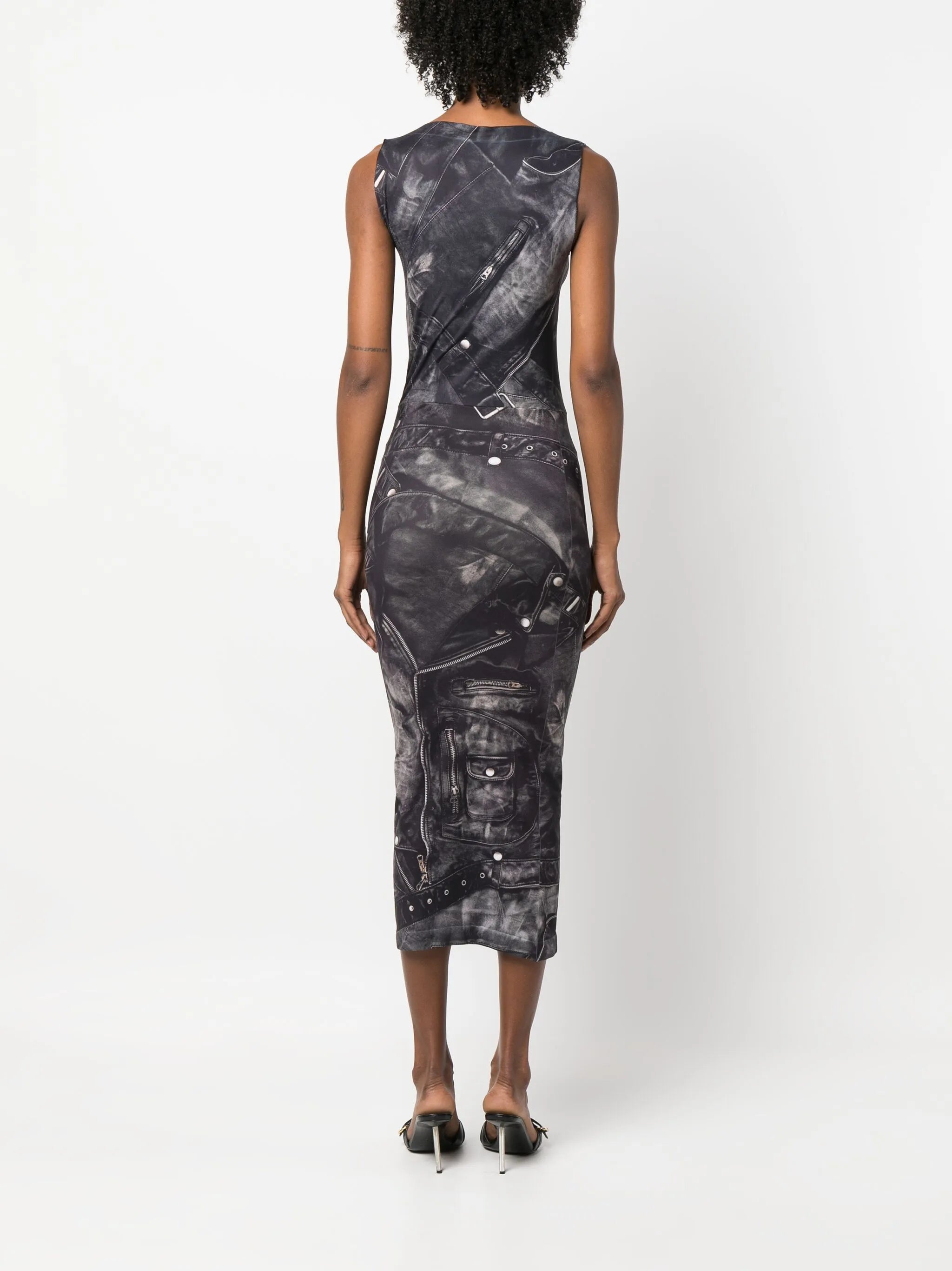 graphic-print sleeveless midi dress