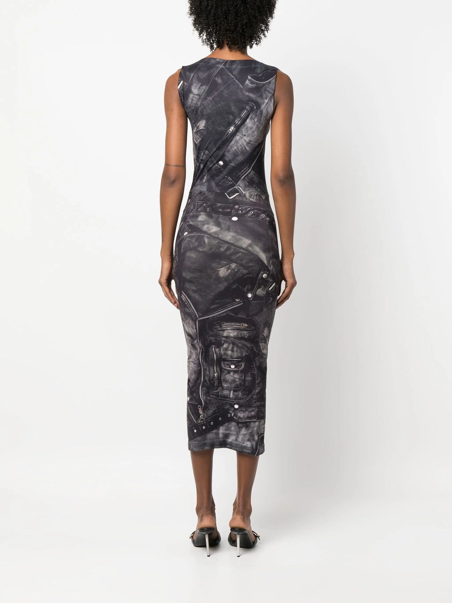 graphic-print sleeveless midi dress