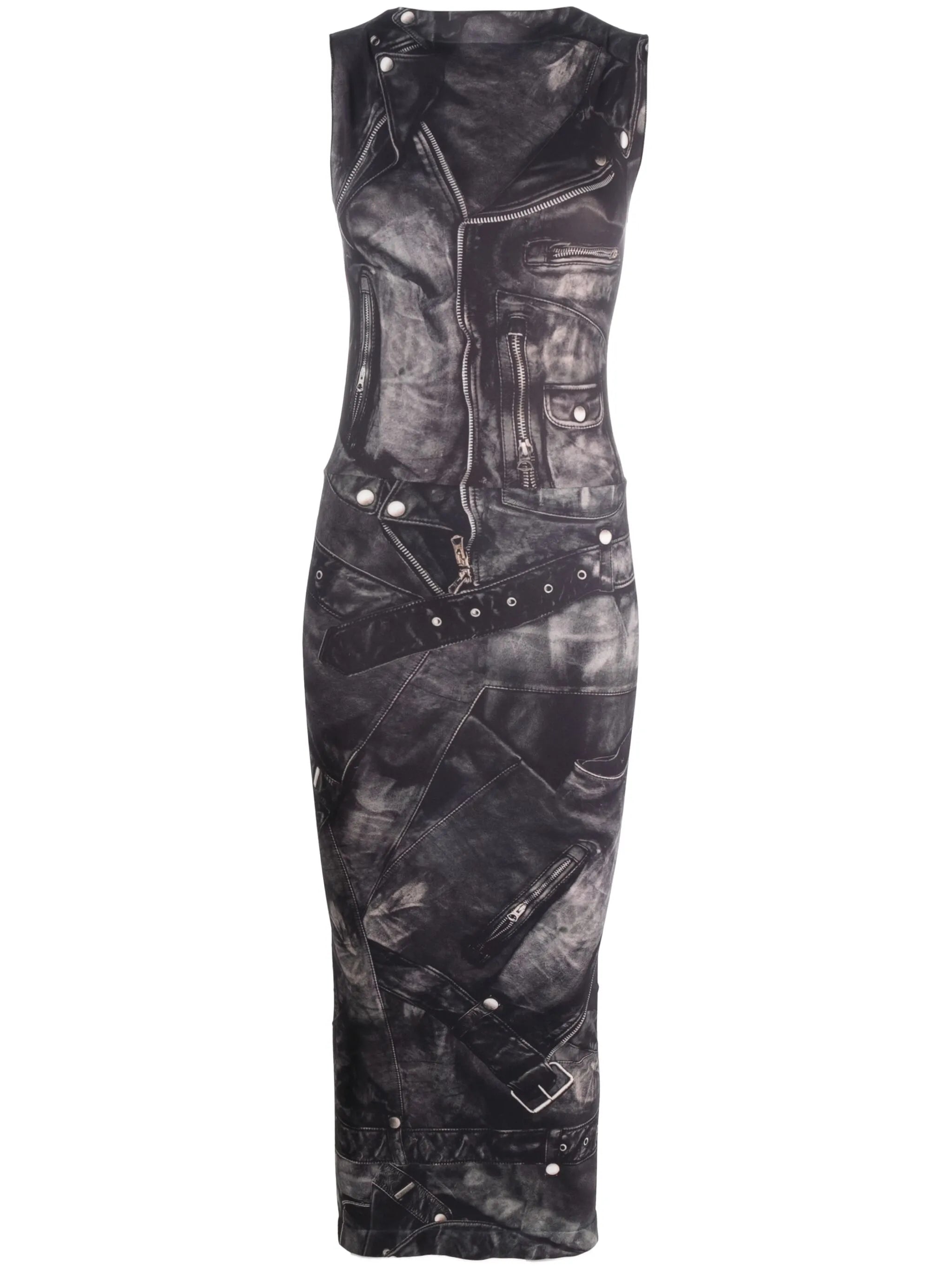 graphic-print sleeveless midi dress