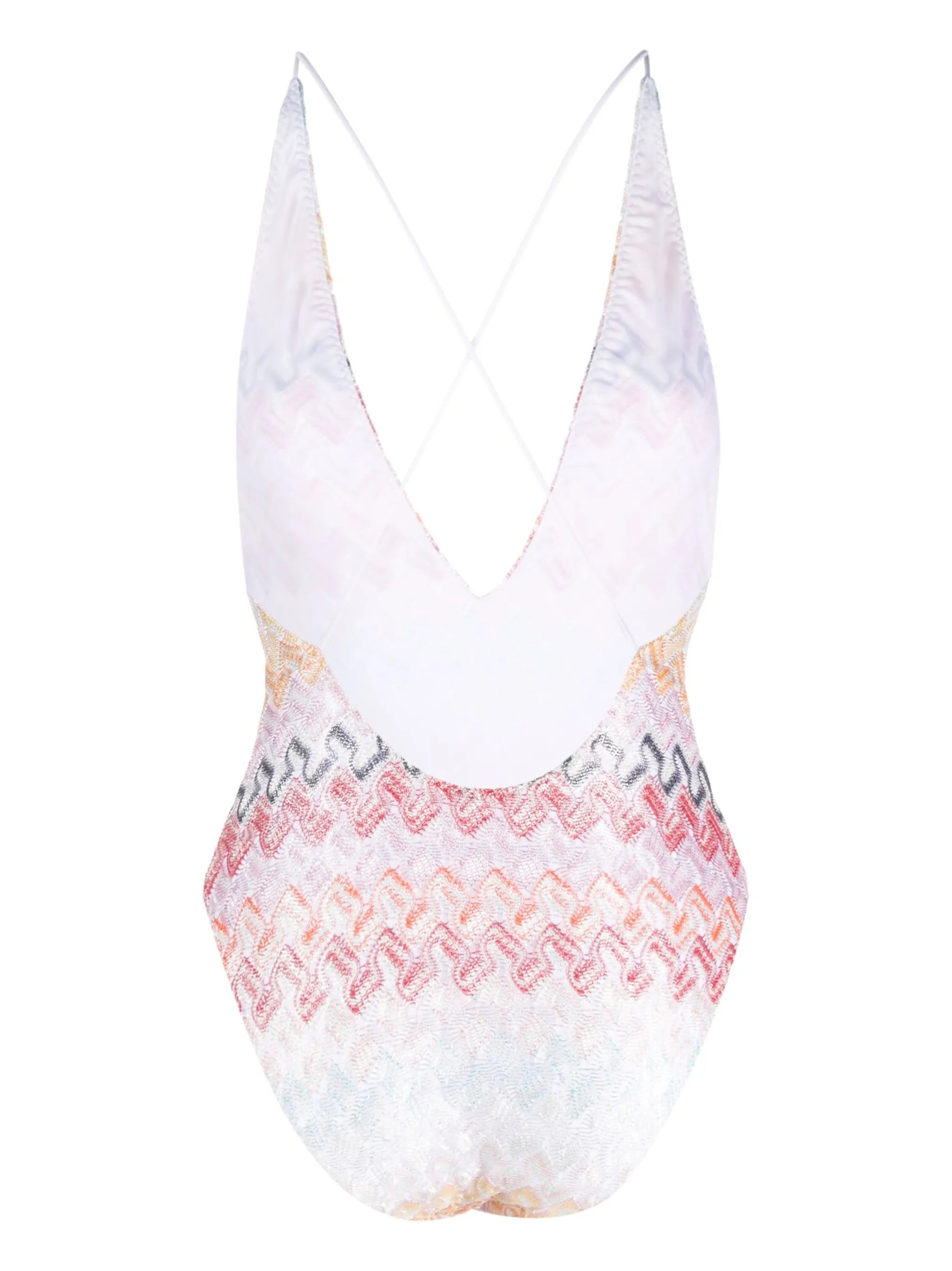 zigzag-print plunging V-neck swimsuit