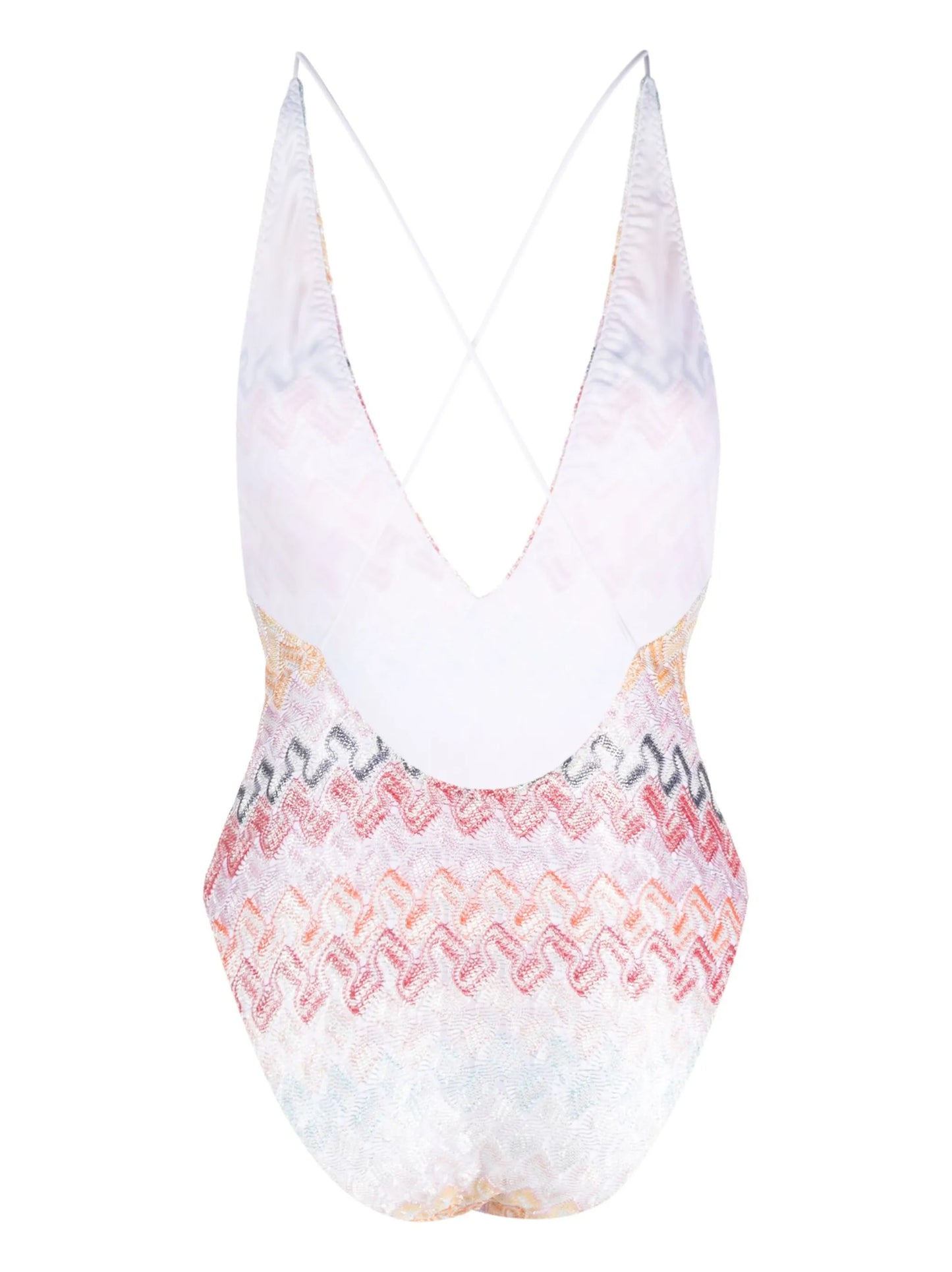 zigzag-print plunging V-neck swimsuit