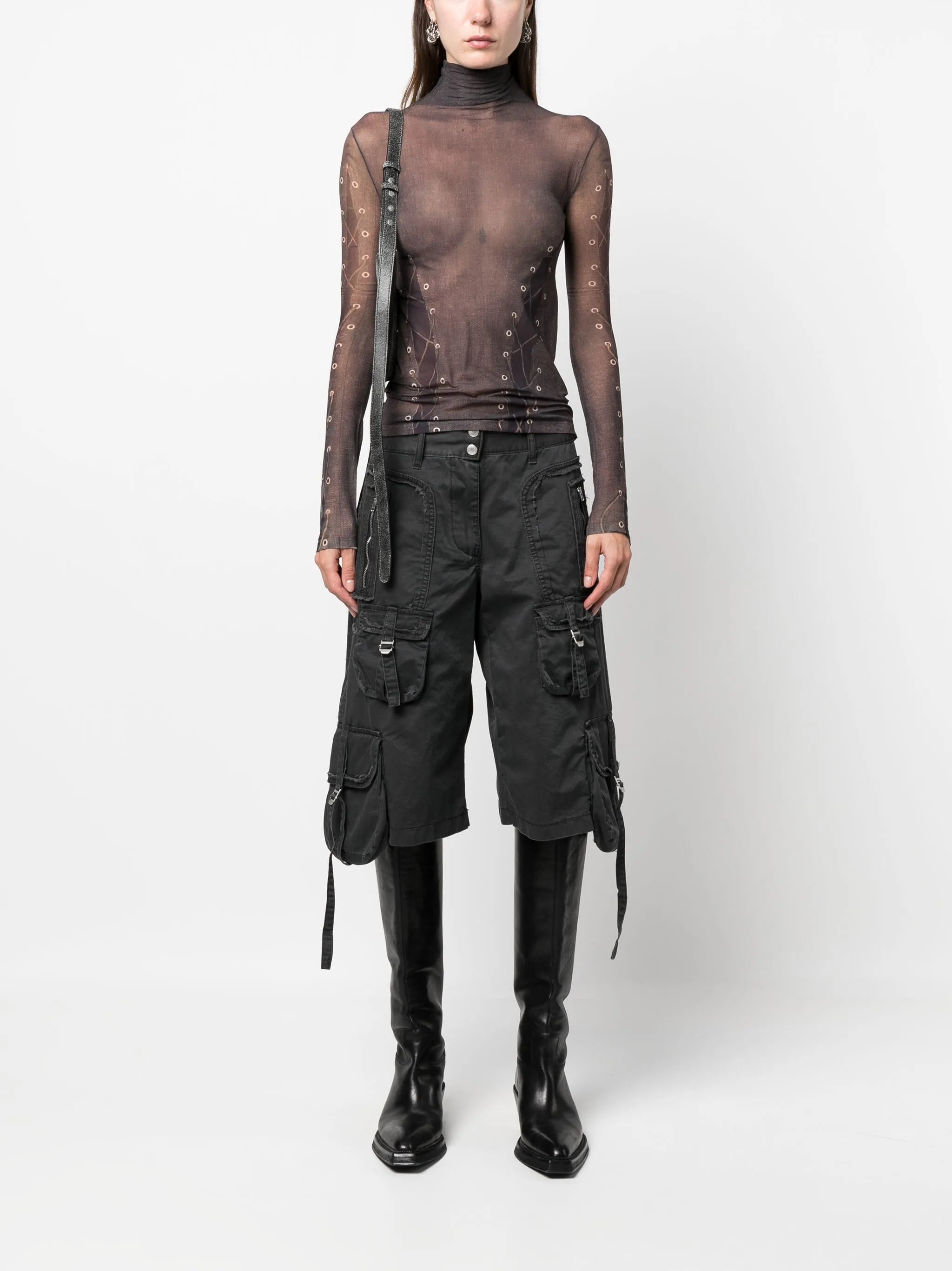 Trompe L'oeil roll-neck top