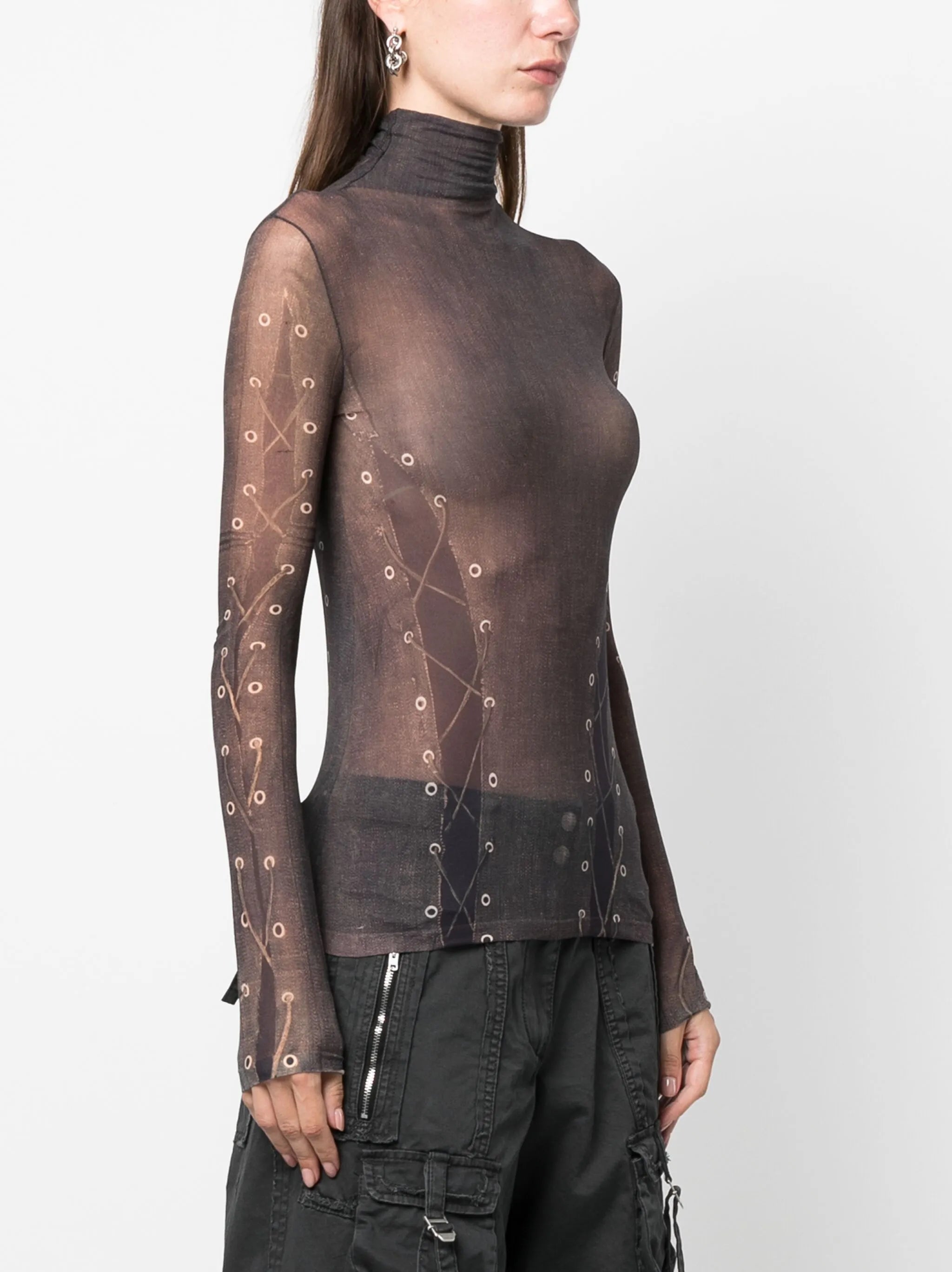 Trompe L'oeil roll-neck top
