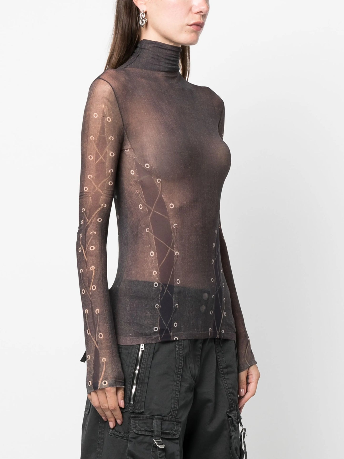 Trompe L'oeil roll-neck top