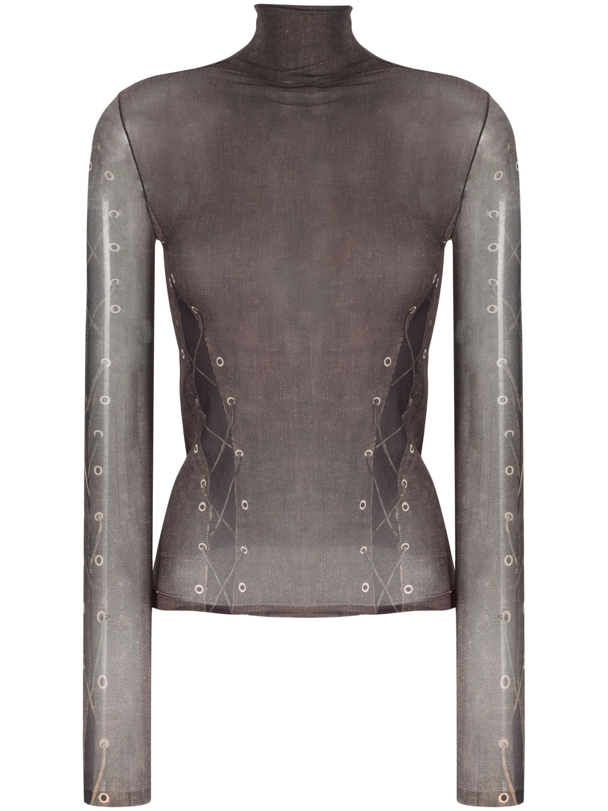 Trompe L'oeil roll-neck top