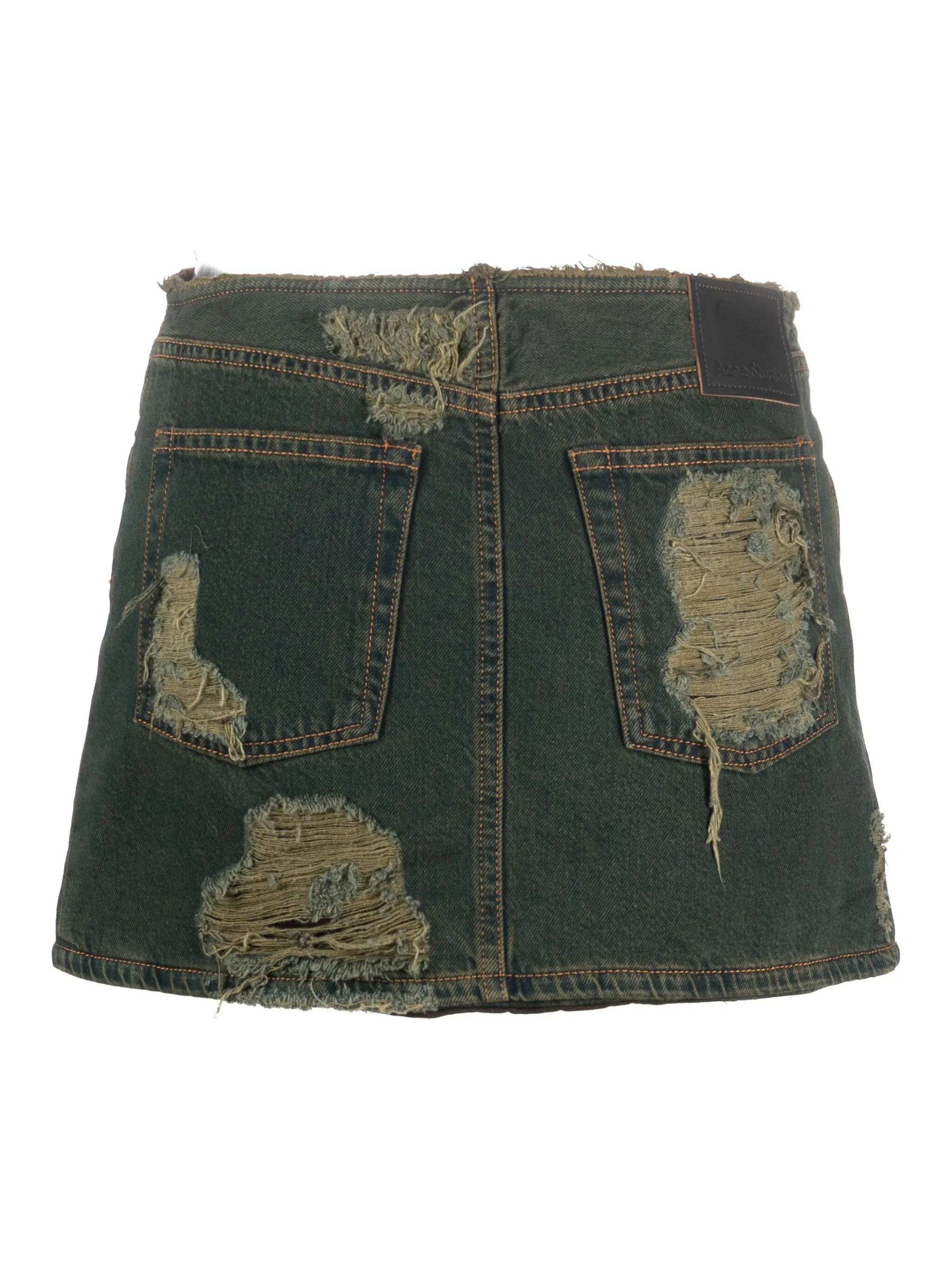 distressed-effect denim skirt