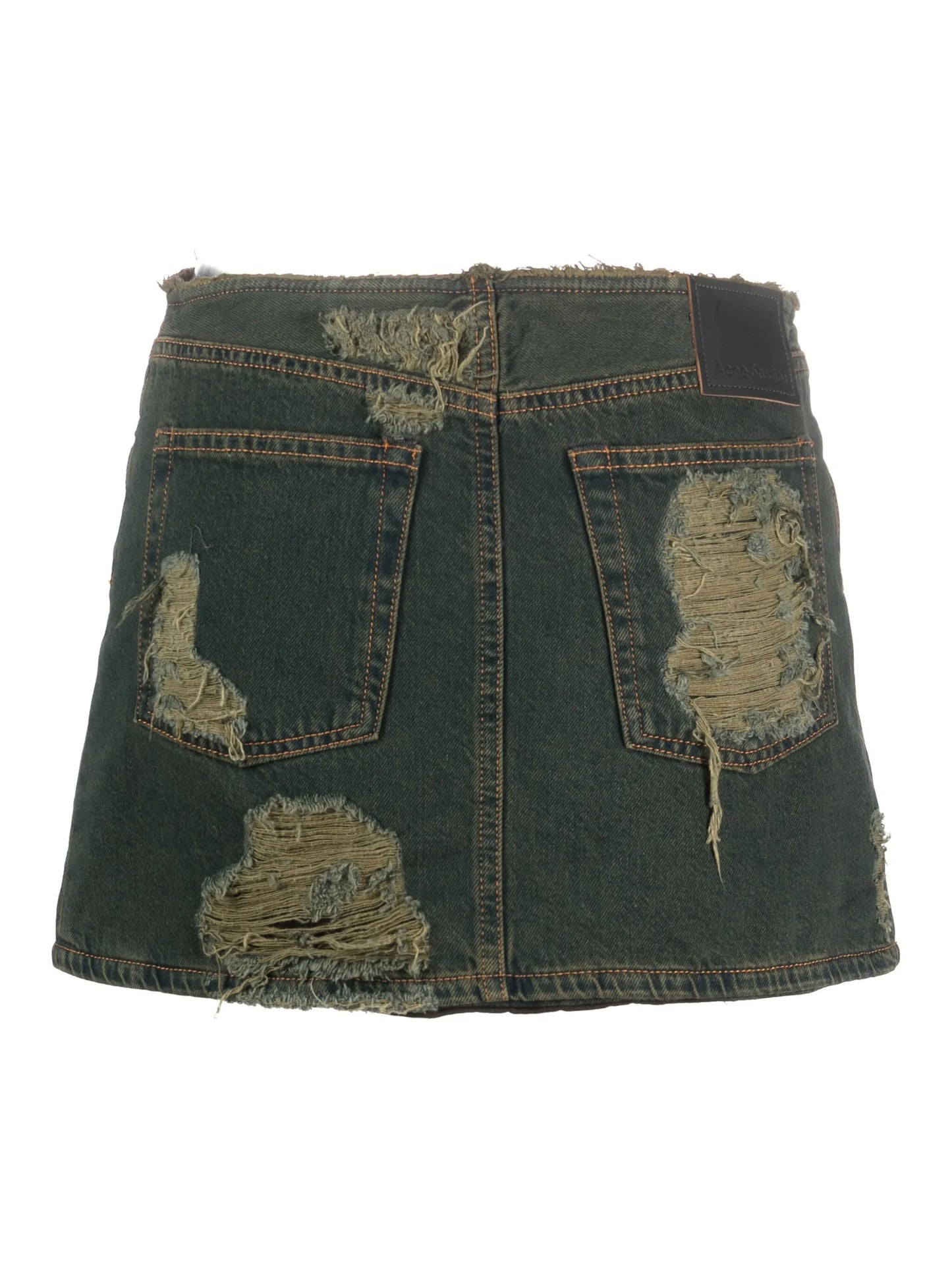 distressed-effect denim skirt