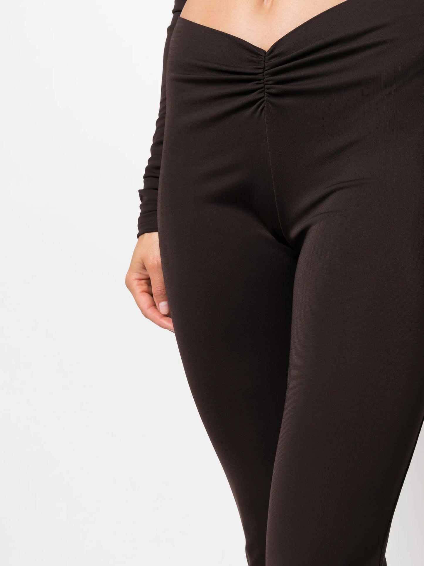 ruched low-rise flared trousers
