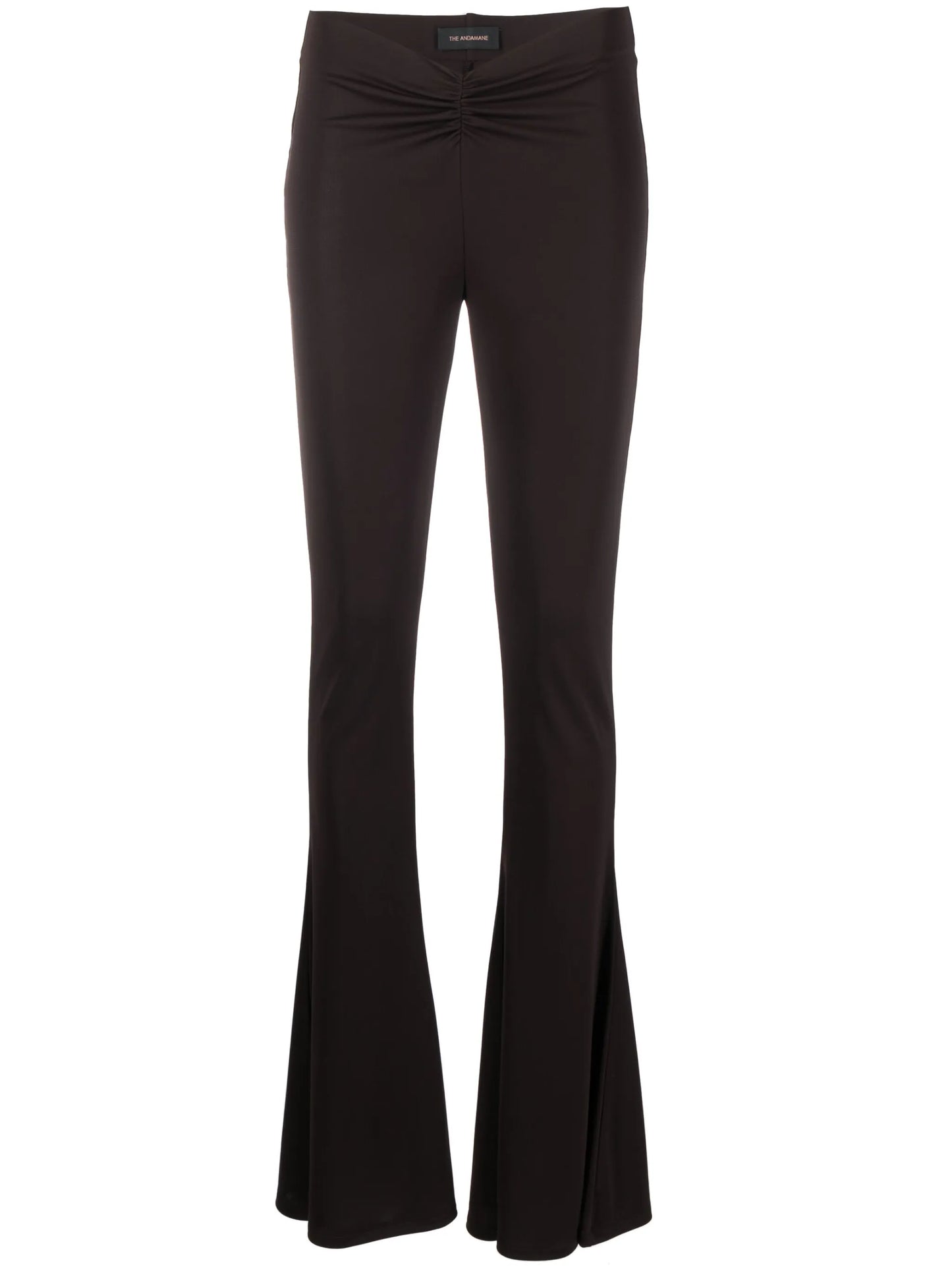 ruched low-rise flared trousers